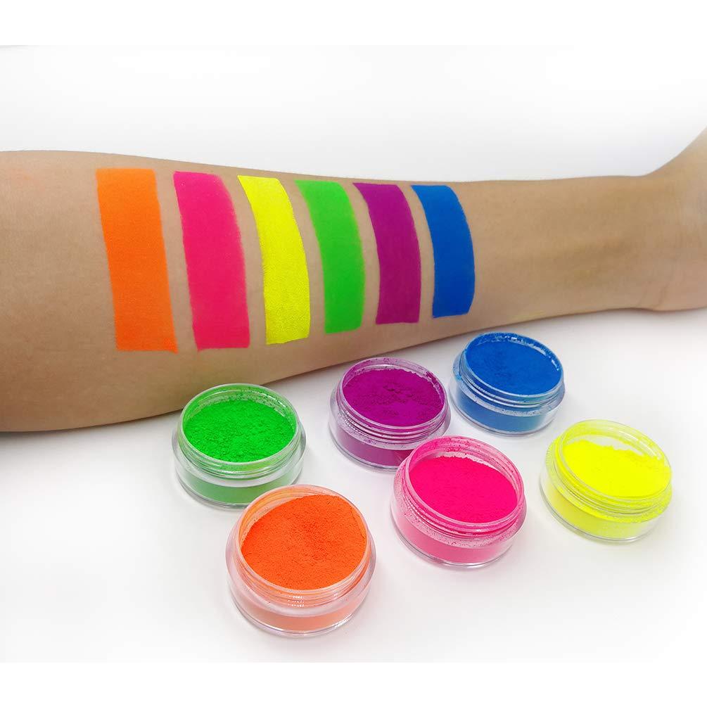 Polvo de Sombra de Ojos Neón FindinBeauty 6 Colores Brillantes