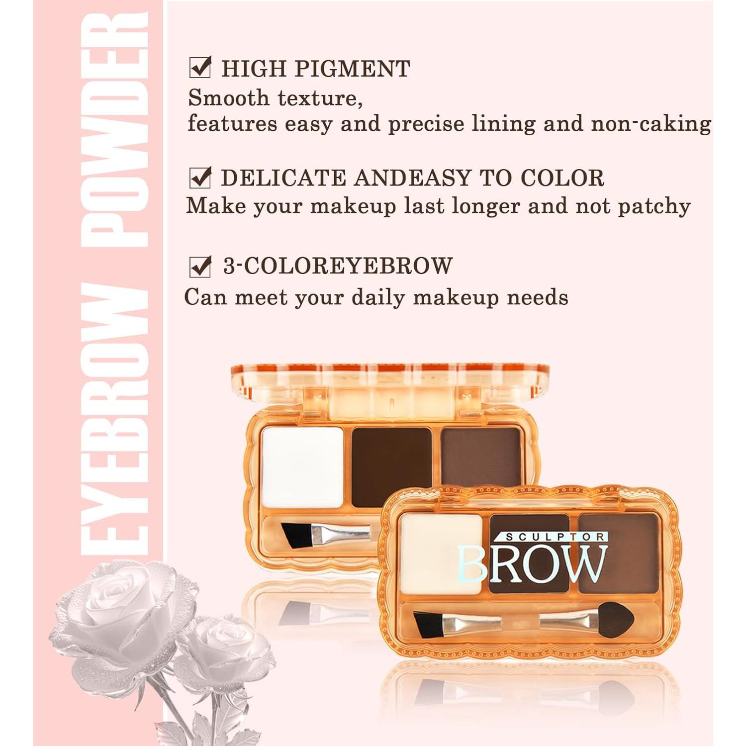 Polvo para Cejas WAJJYM 3 en 1 Mate Larga Duración 20.66g