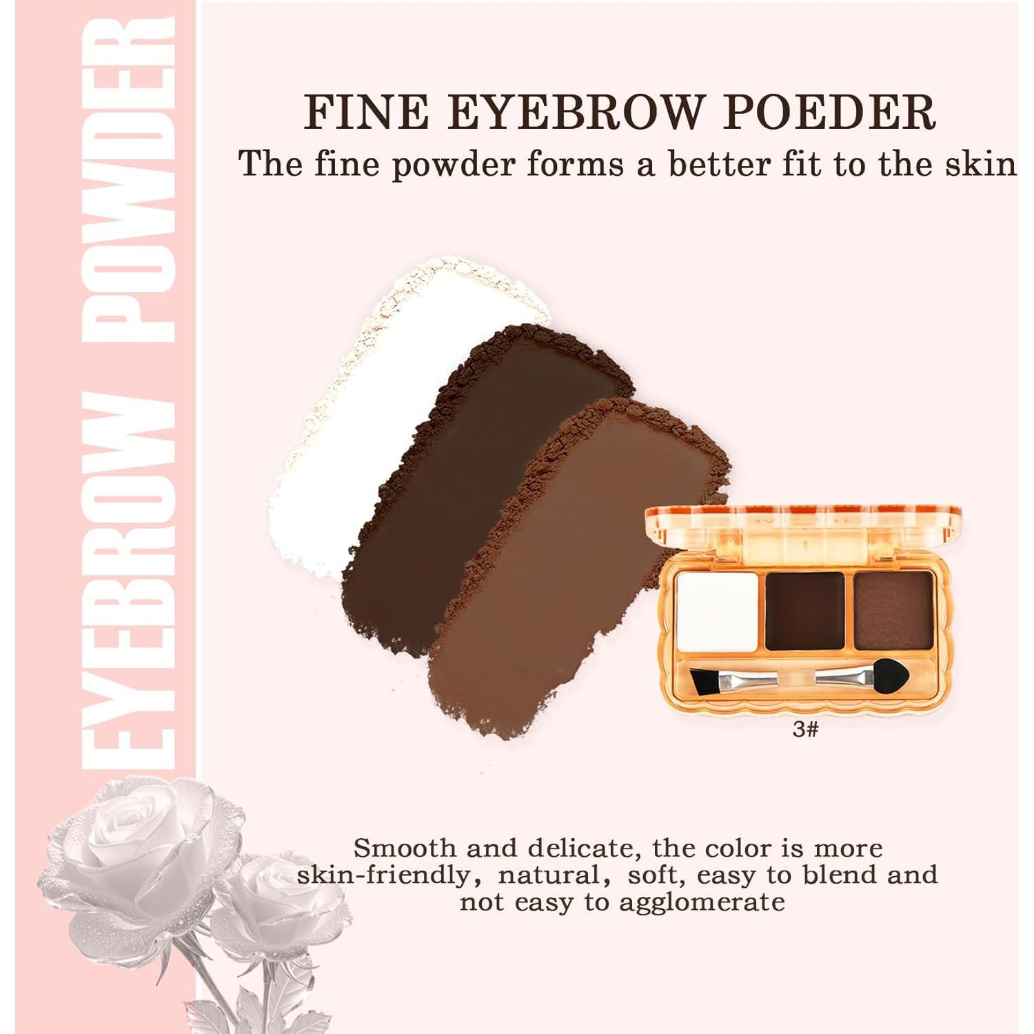 Polvo para Cejas WAJJYM 3 en 1 Mate Larga Duración 20.66g