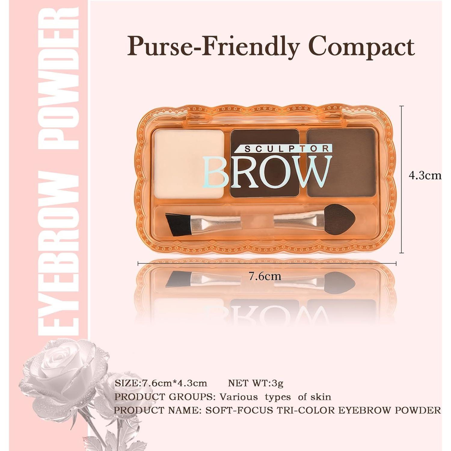 Polvo para Cejas WAJJYM 3 en 1 Mate Larga Duración 20.66g