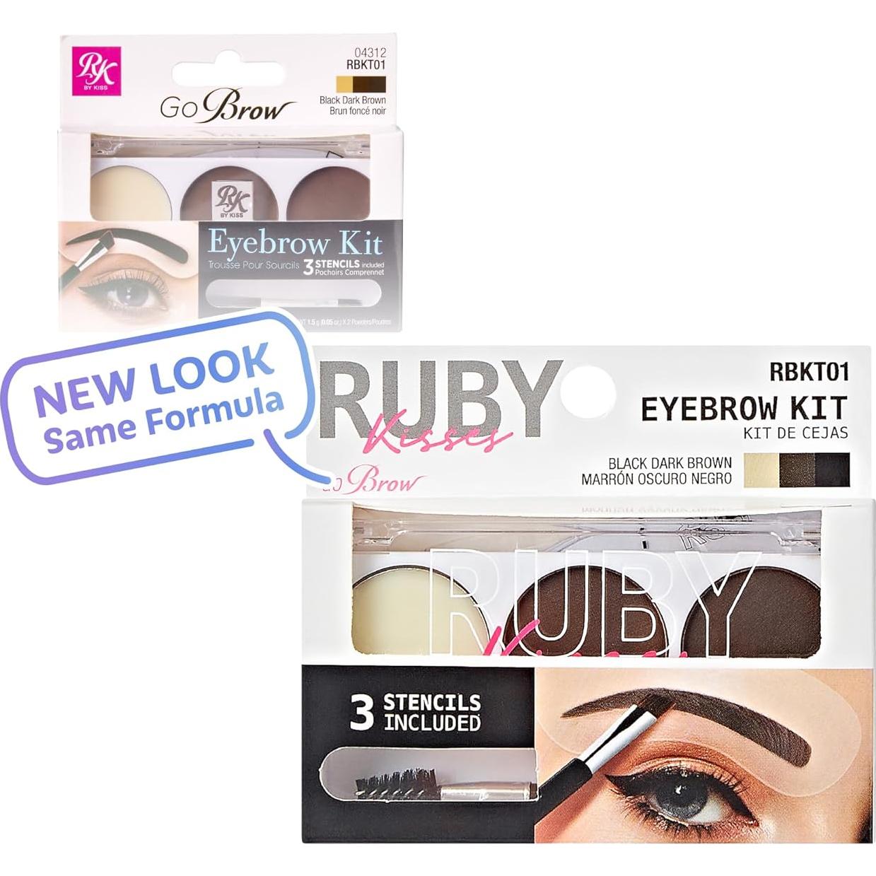 Kit de Cejas Ruby Kisses Go Brow con Polvo y Cera, 3 Plantillas
