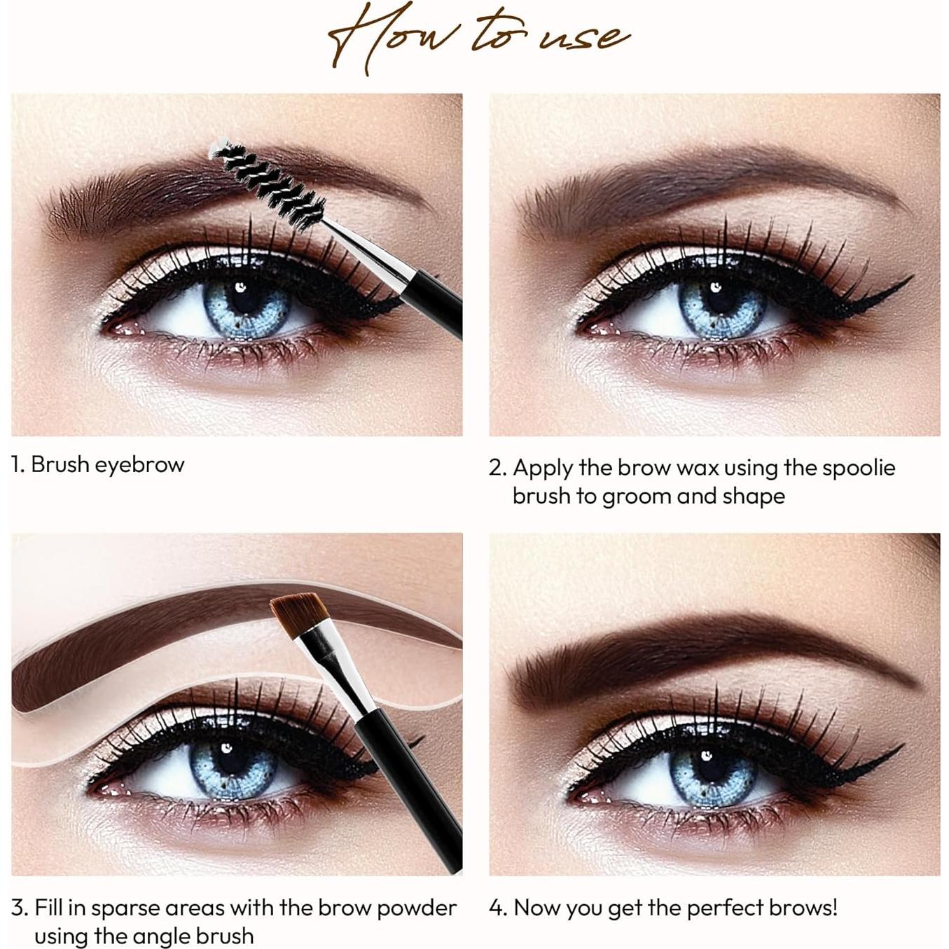 Kit de Cejas Ruby Kisses Go Brow con Polvo y Cera, 3 Plantillas