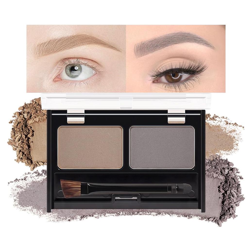 Kit de Maquillaje en Polvo para Cejas Kaely 1 Cuenta Marrón Claro+Gris