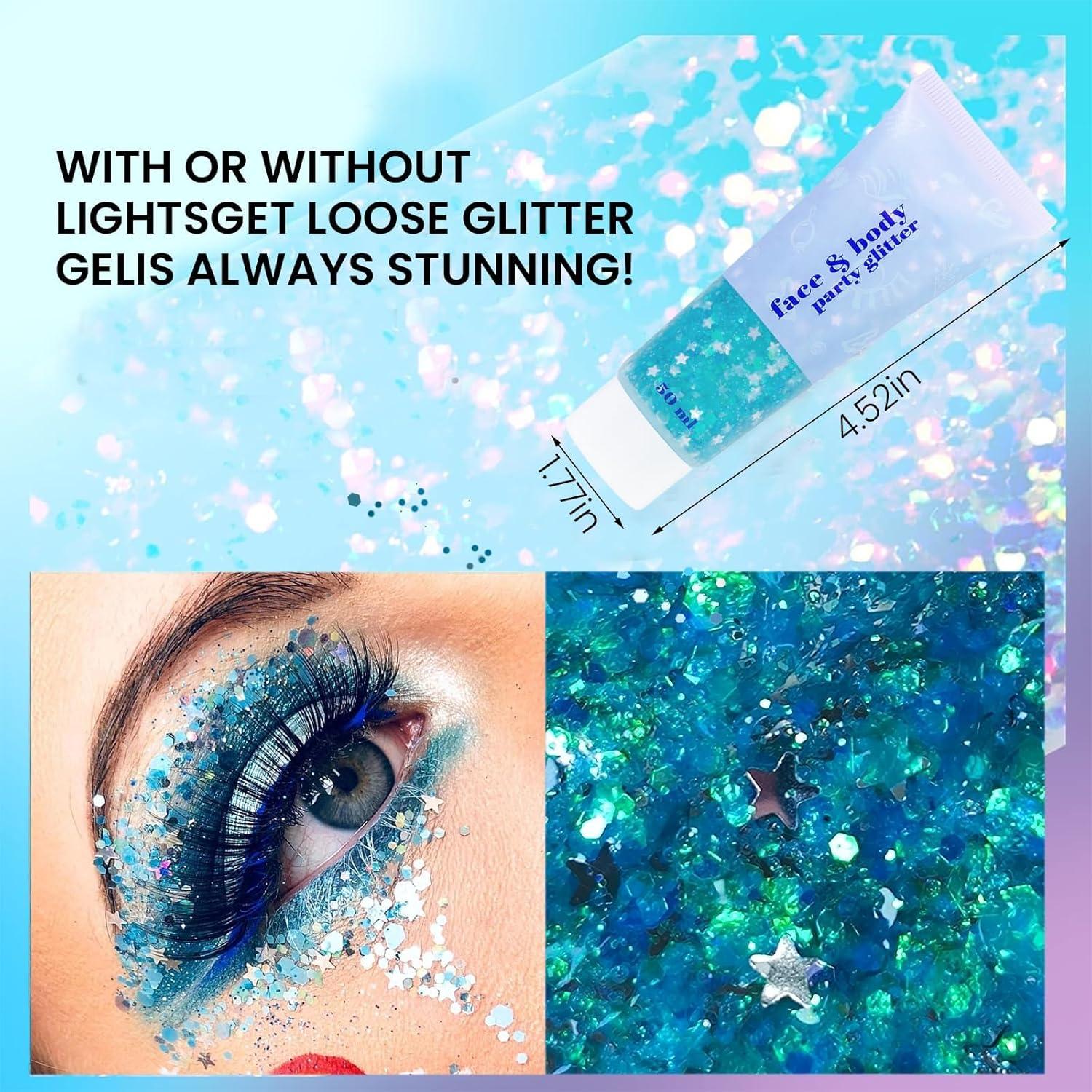 Gel de Brillo Corporal DAGEDA 48.2g Azul Lago - Holográfico