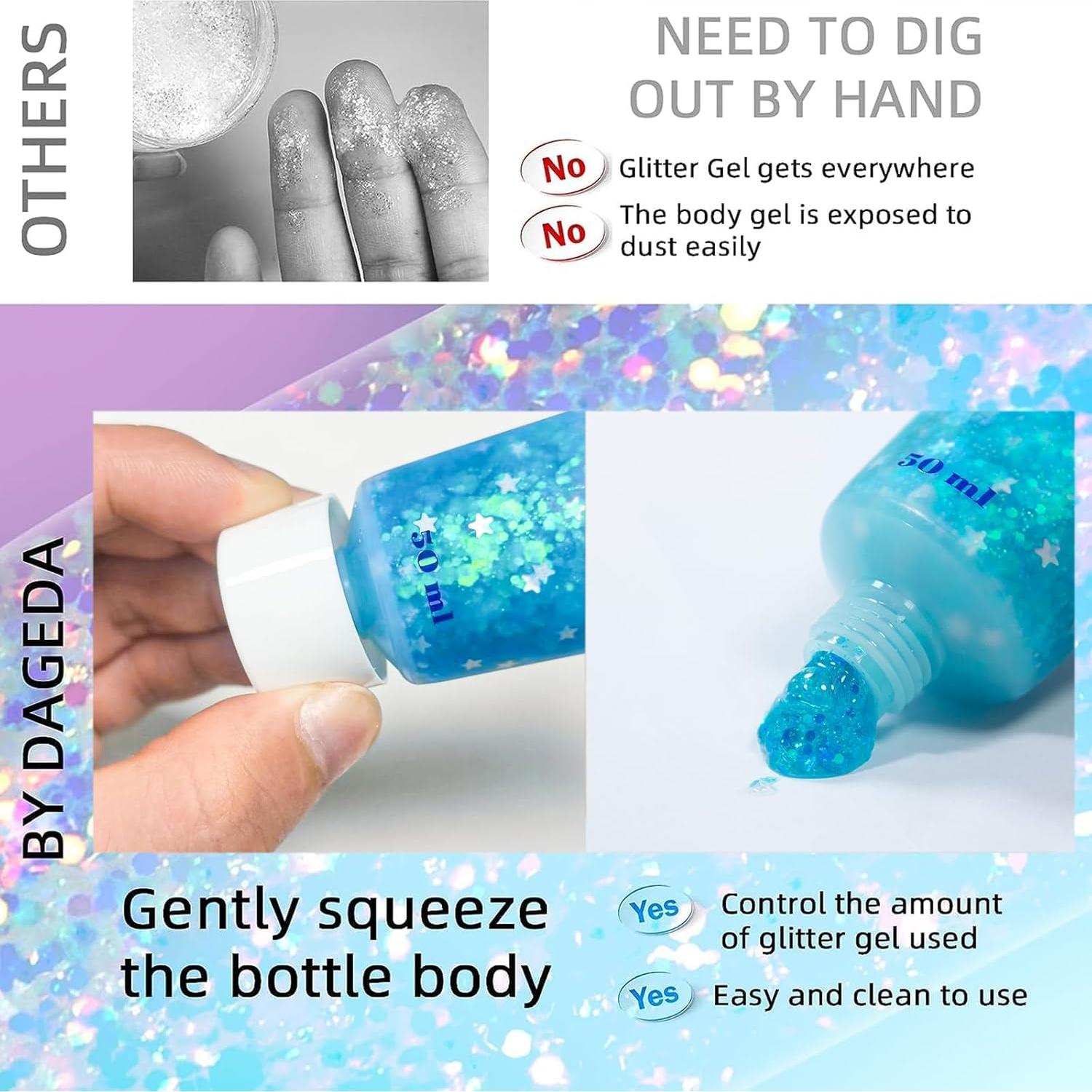 Gel de Brillo Corporal DAGEDA 48.2g Azul Lago - Holográfico