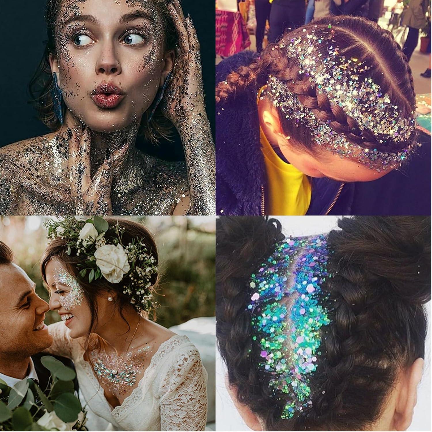 Gel de Brillo Corporal Linwulte 120ml Azul Claro Holográfico