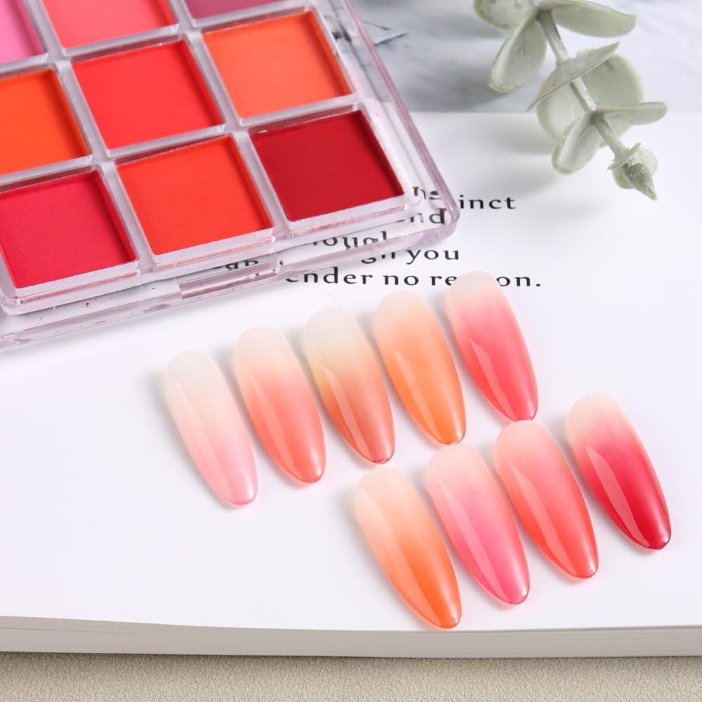 Juego de Polvo de Uñas Sólido SUTOKAKA 9 Colores con Pincel Ombre