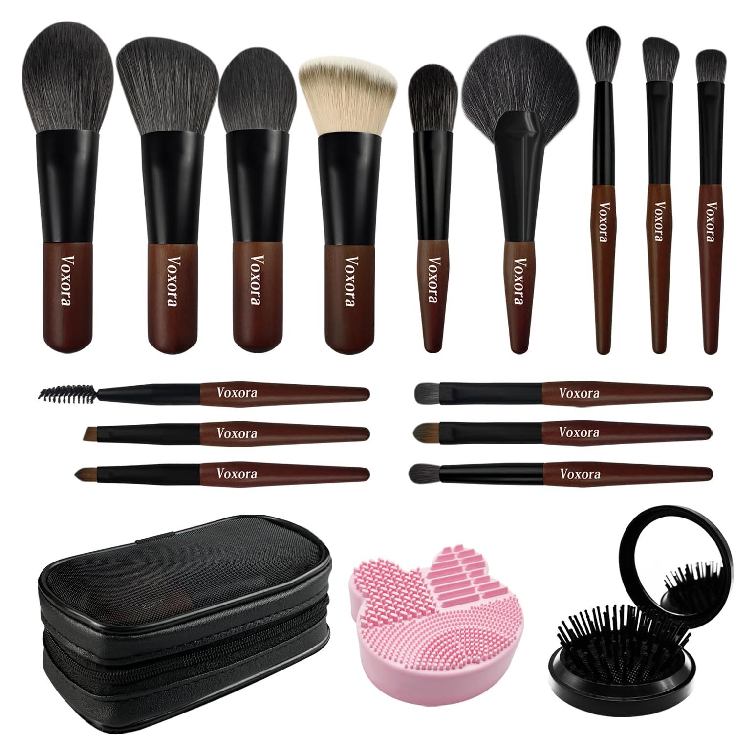 Juego de Brochas de Maquillaje de Viaje Voxora - 15 Piezas