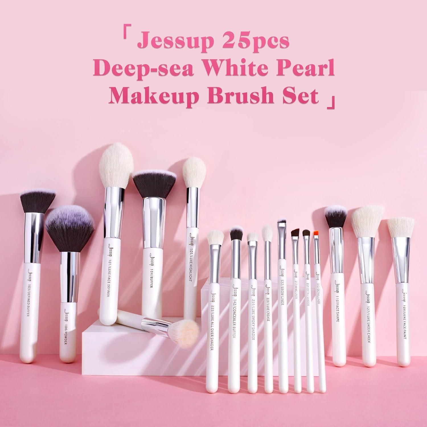 Conjunto de 25 Brochas de Maquillaje Profesional Jessup - Pelo Natural y Sintético