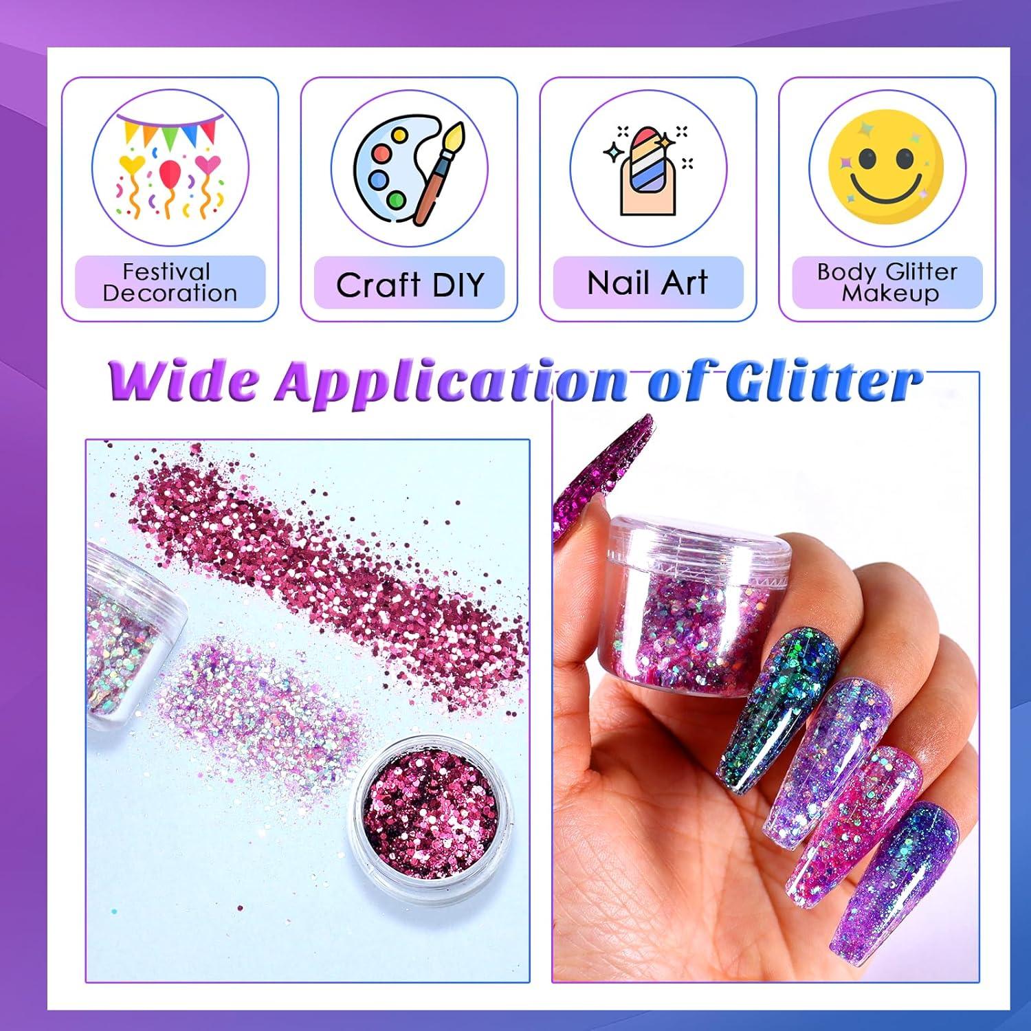 Polvo Brillante para Uñas Laza 12 Colores 120g Sirena