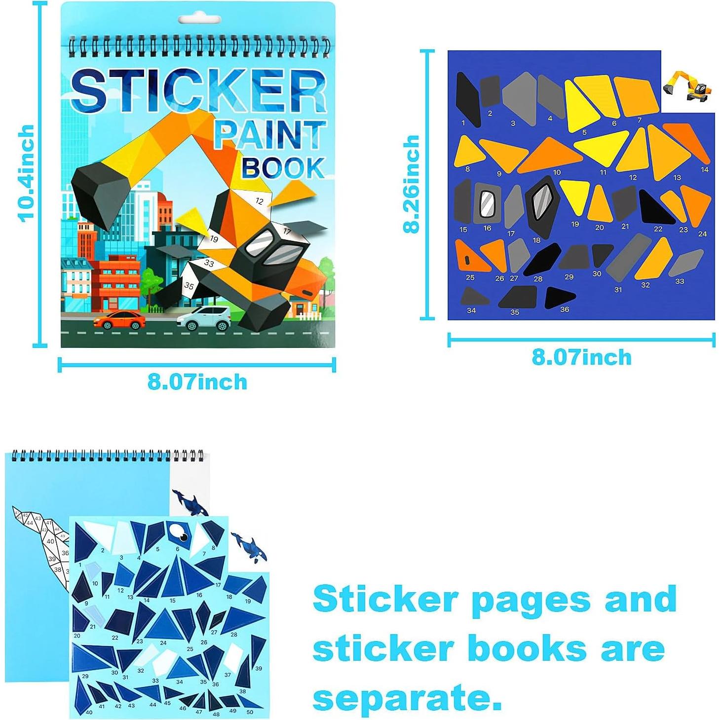 Paquete de 5 Libros de Pintura con Stickers TPQKA para Niños