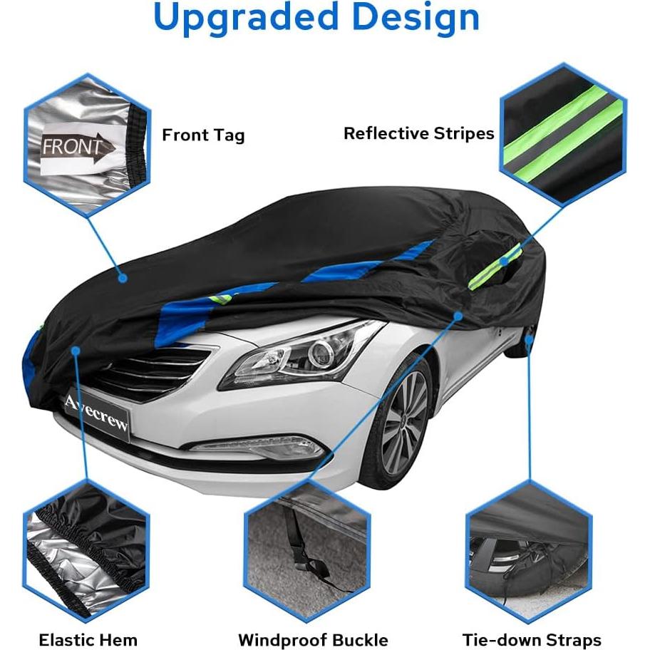 Funda de Coche Impermeable Avecrew para Sedán 492-528 cm
