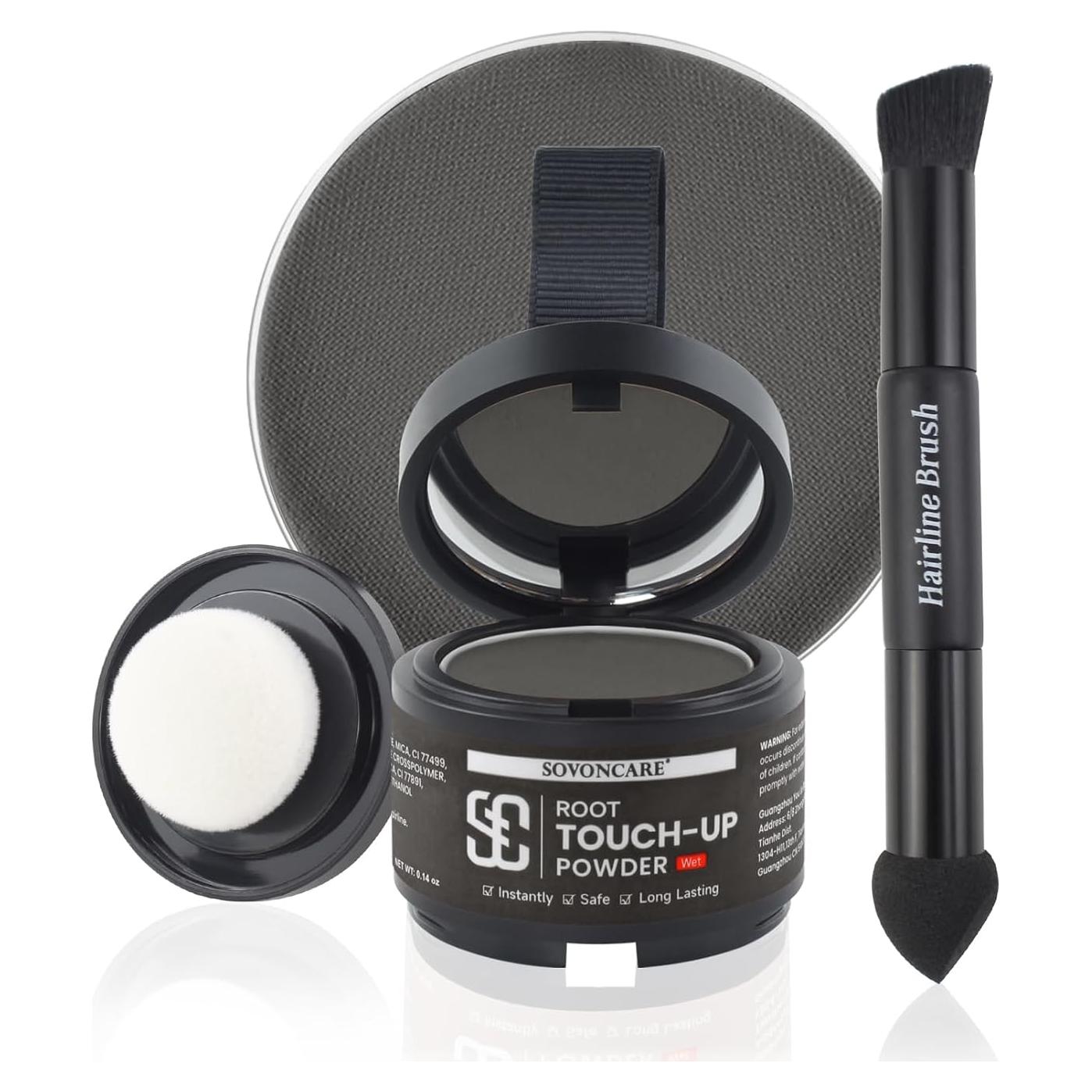 Polvo Húmedo para Cabello SOVONCARE 8 g Marrón Oscuro - Cobertura Canas