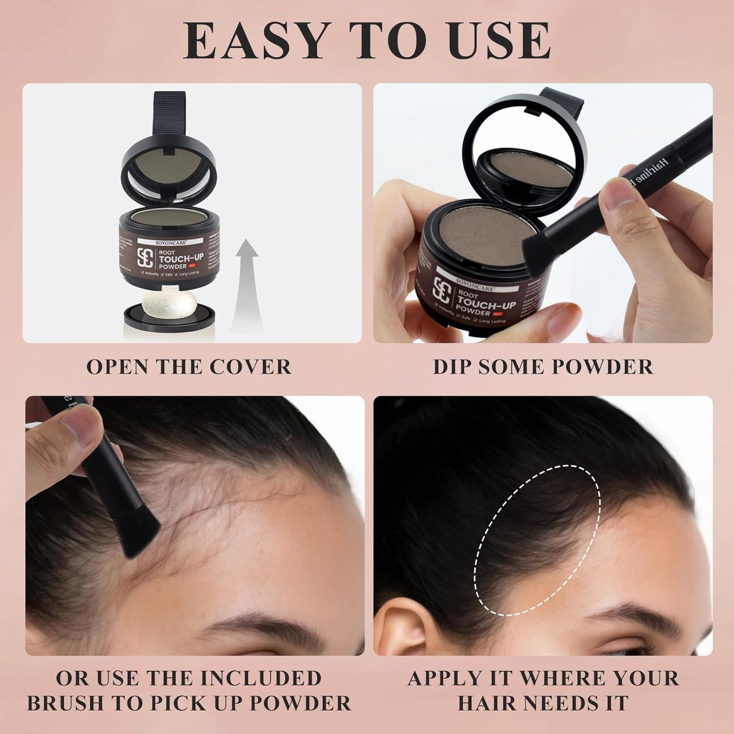 Polvo Húmedo para Cabello SOVONCARE 8 g Marrón Oscuro - Cobertura Canas