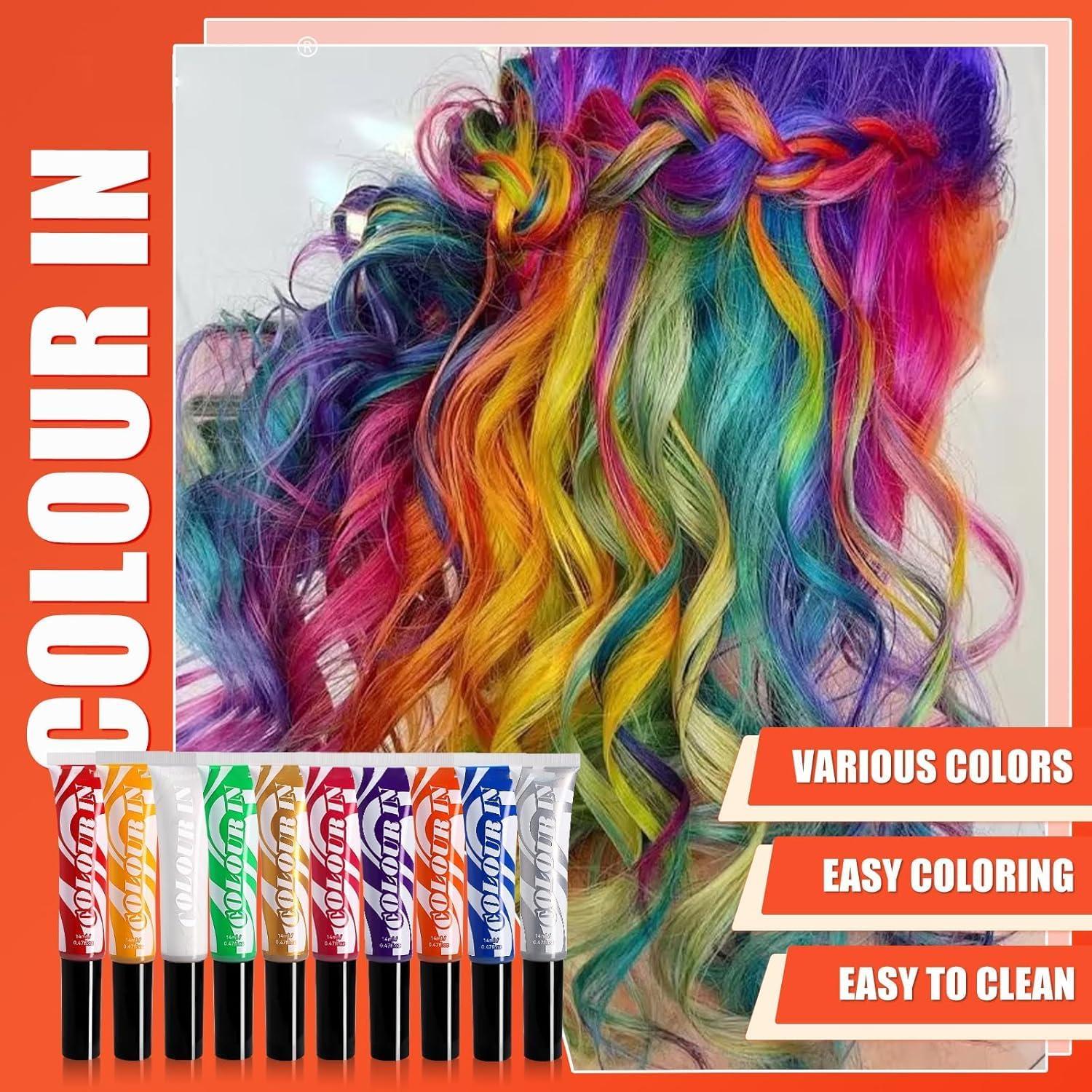 Disposable Hair Dye Color Comb, DIY Natural Hairstyle Cream, Colored Mascara, Washable Easily Cleaning Disposable Hair Wax for Festival Daily Boys Teen Girls Hair Dye (06#PINK, 1 OZ)