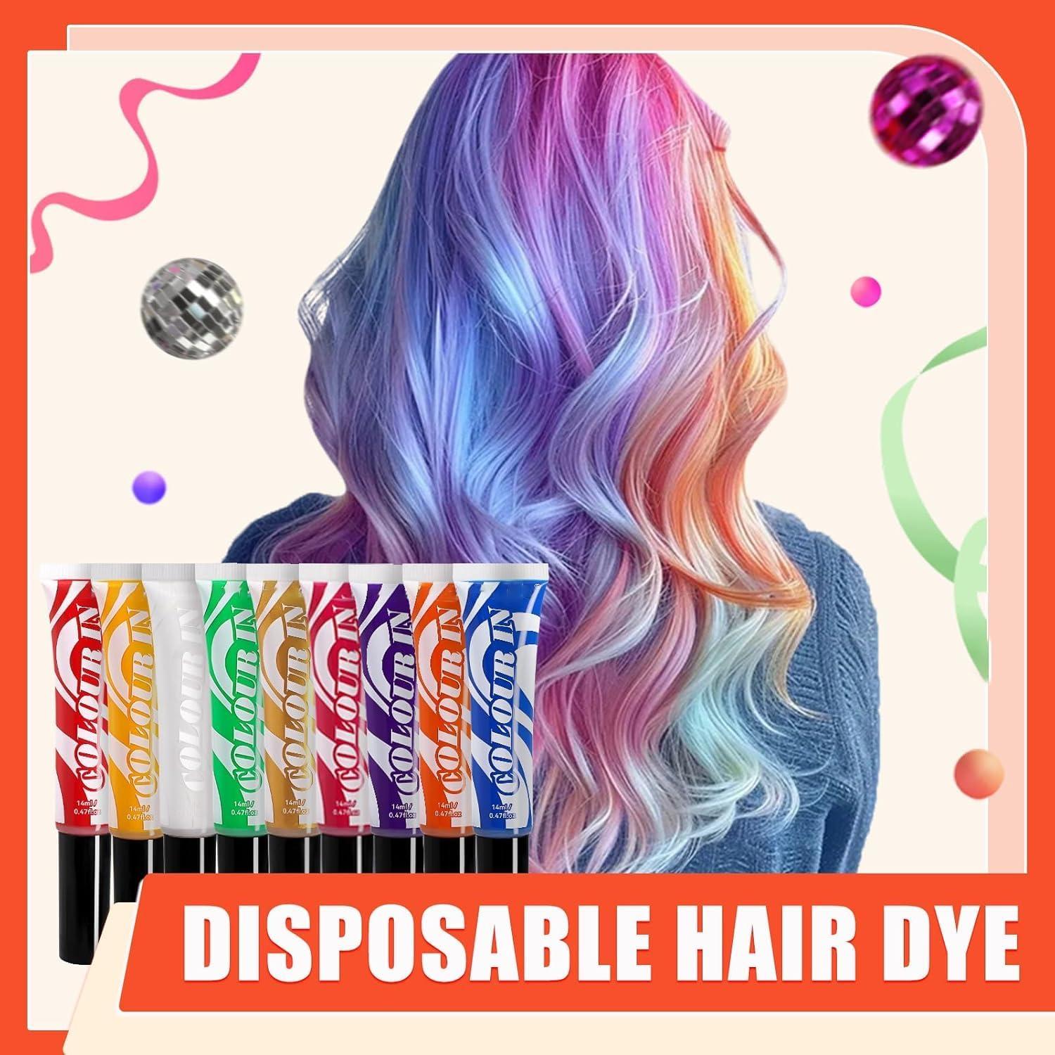 Disposable Hair Dye Color Comb, DIY Natural Hairstyle Cream, Colored Mascara, Washable Easily Cleaning Disposable Hair Wax for Festival Daily Boys Teen Girls Hair Dye (06#PINK, 1 OZ)