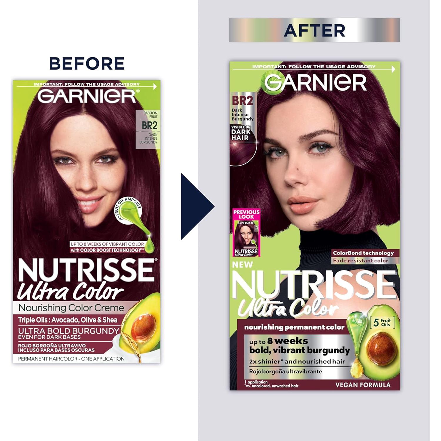 Crema Colorante para Cabello Garnier Nutrisse BR2 Burdeos Intenso