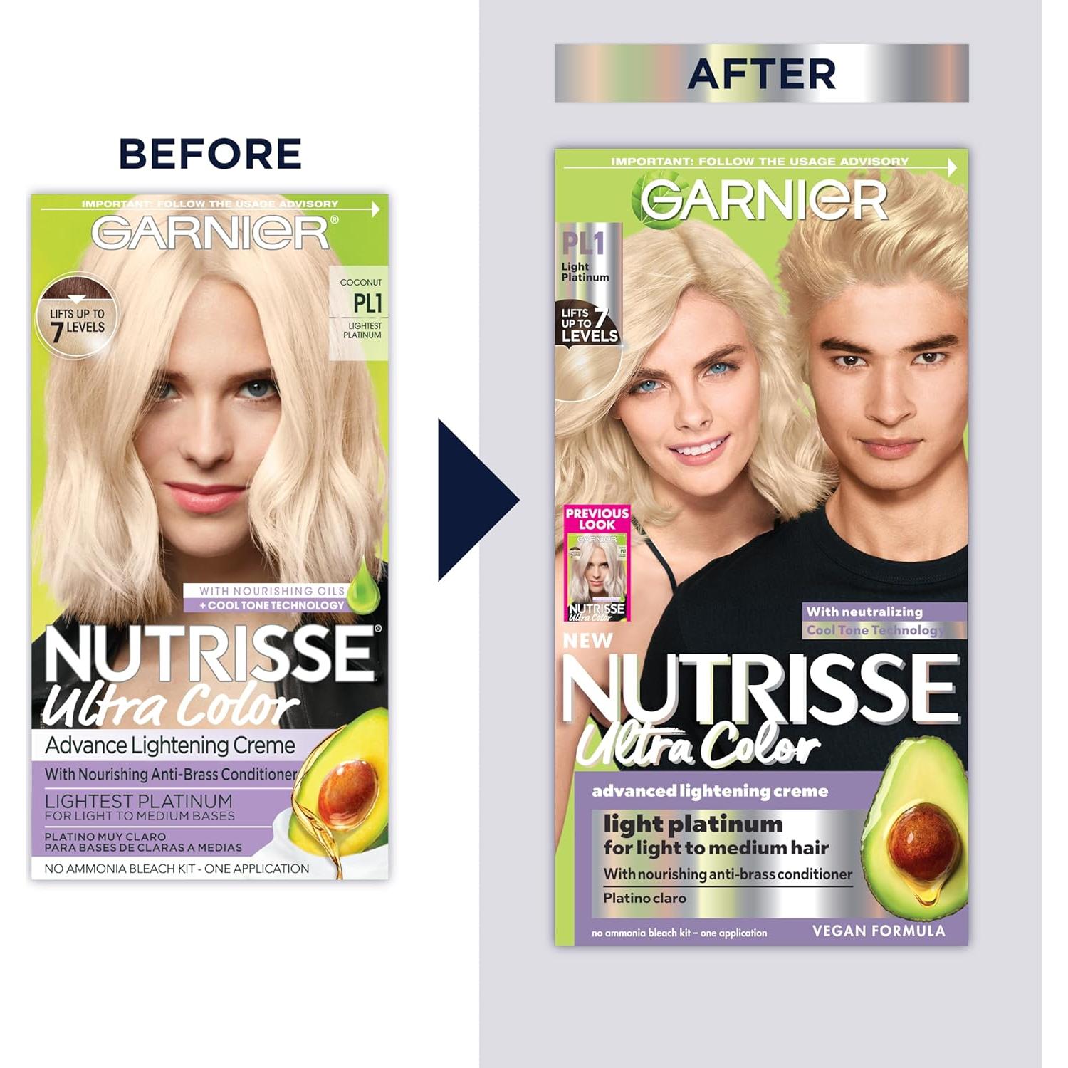 Tinte Permanente para Cabello Garnier Nutrisse PL1 Platino Claro