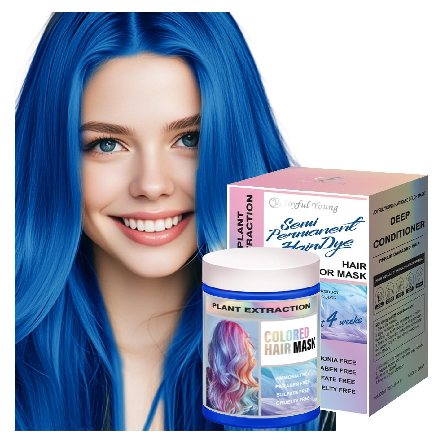 Máscara Capilar Semipermanente Vegana Joyful Young 300ml Azul