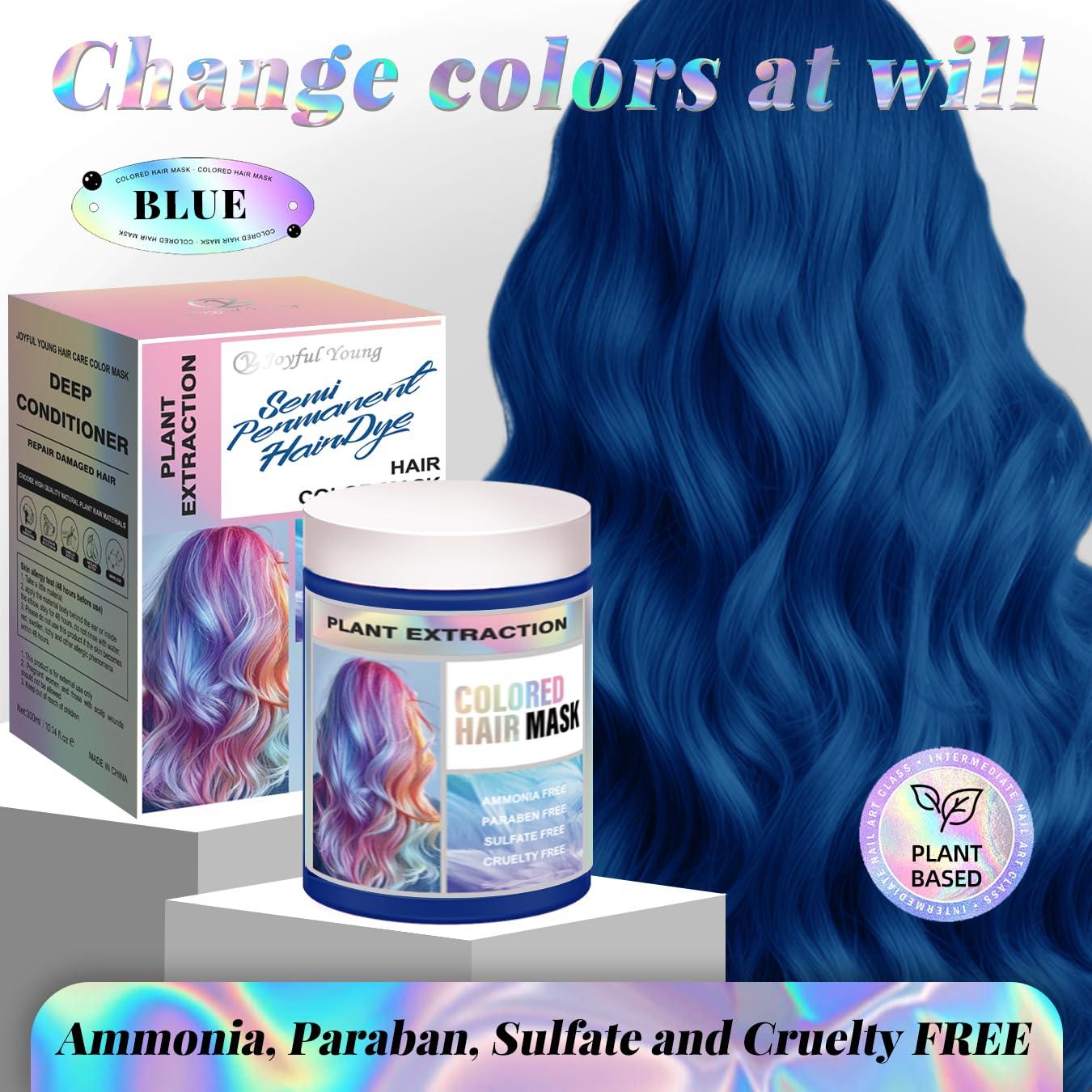 Máscara Capilar Semipermanente Vegana Joyful Young 300ml Azul