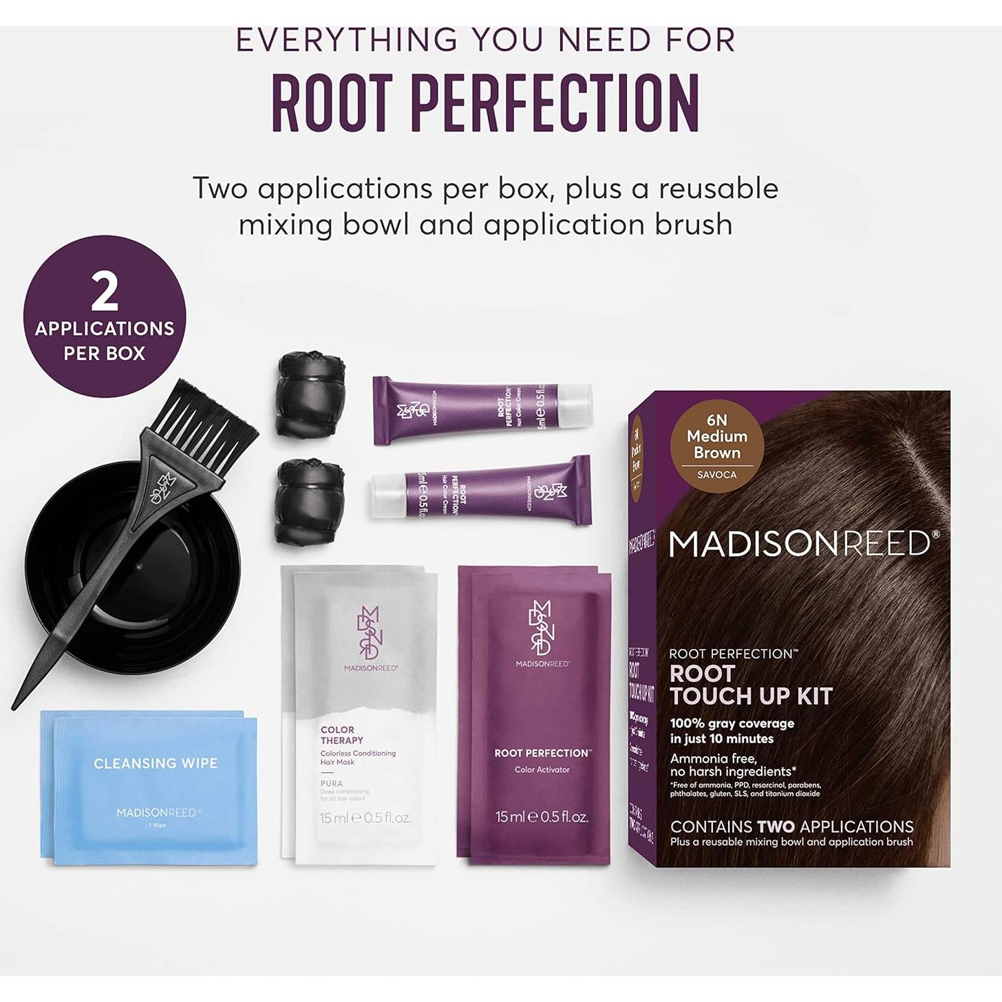 Tinte Permanente Madison Reed 6N Savoca Marrón Medio 100% Gris