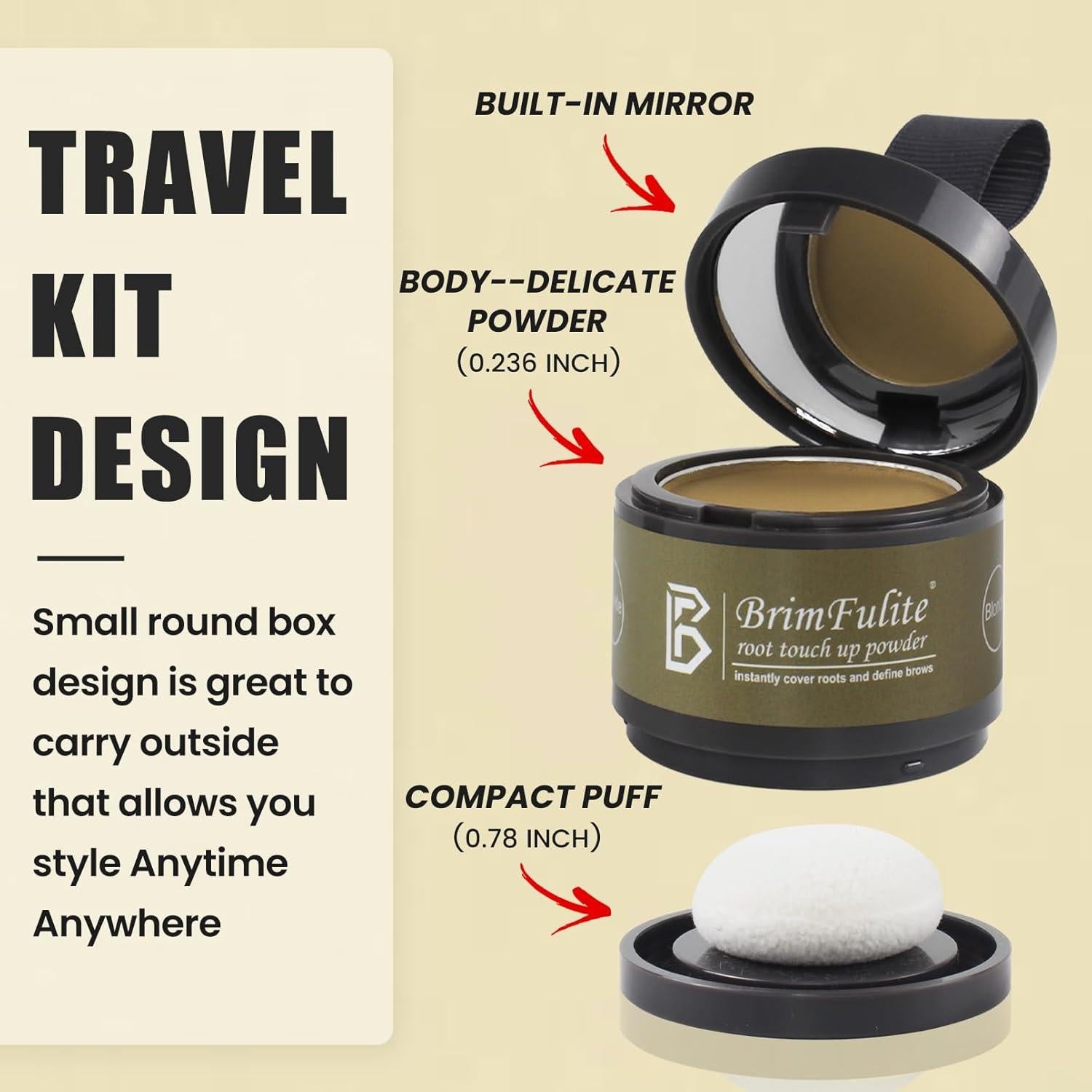 Polvo Retoque Raíces BRIMFULITE Rubio Claro 32g - A Prueba de Sudor