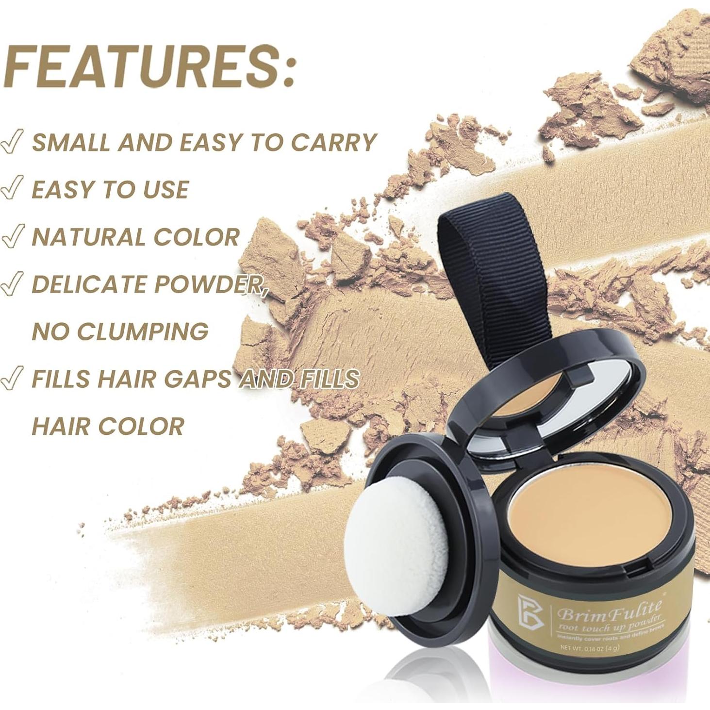 Polvo Retoque Raíces BRIMFULITE Rubio Claro 32g - A Prueba de Sudor