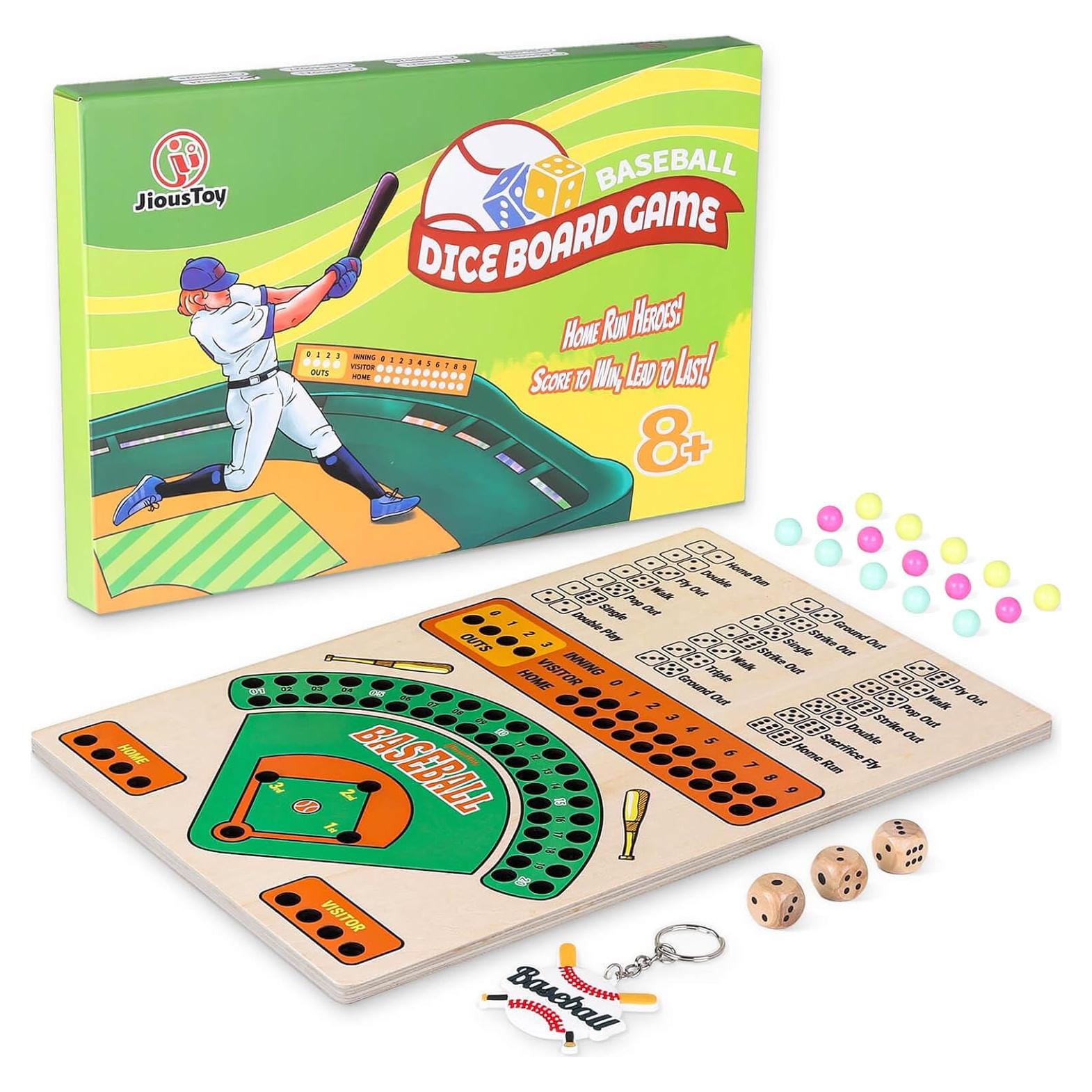 Juego de Mesa de Béisbol Colorido - Dados y Canicas - 34x22 cm