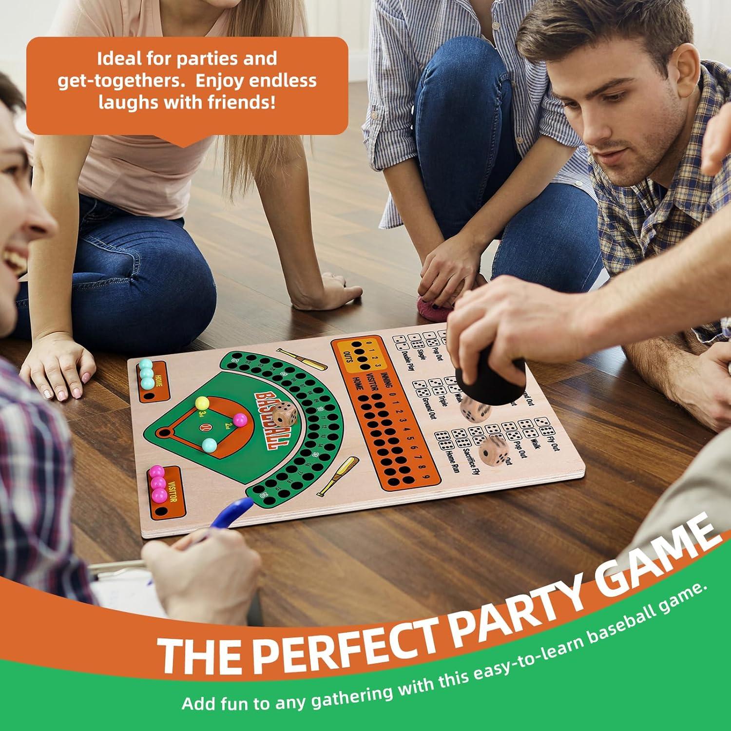 Juego de Mesa de Béisbol Colorido - Dados y Canicas - 34x22 cm