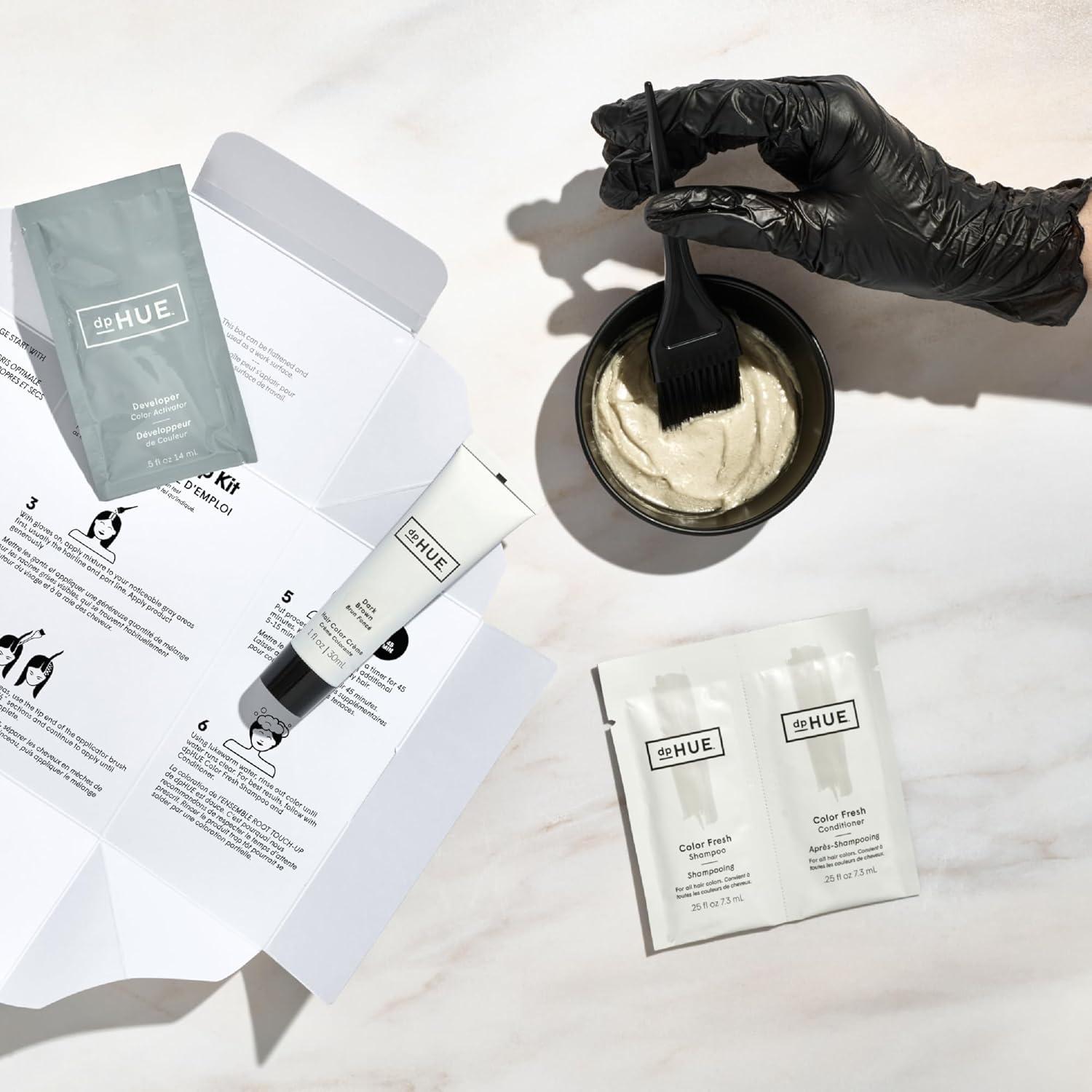 dpHUE Kit Retoque Raíces Marrón Oscuro - Cobertura Canas 2 Aplicaciones