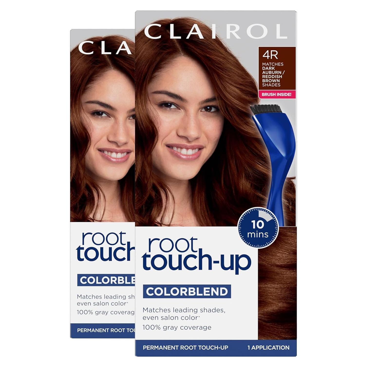 Clairol Root Touch-Up Tinte Cabello Permanente 4R Castaño Oscuro/Rojo 2x32.5ml