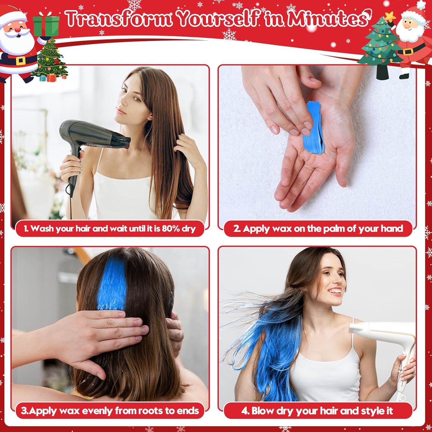 Tiza de Color para Cabello Temporal Jebousike Azul 10 Colores