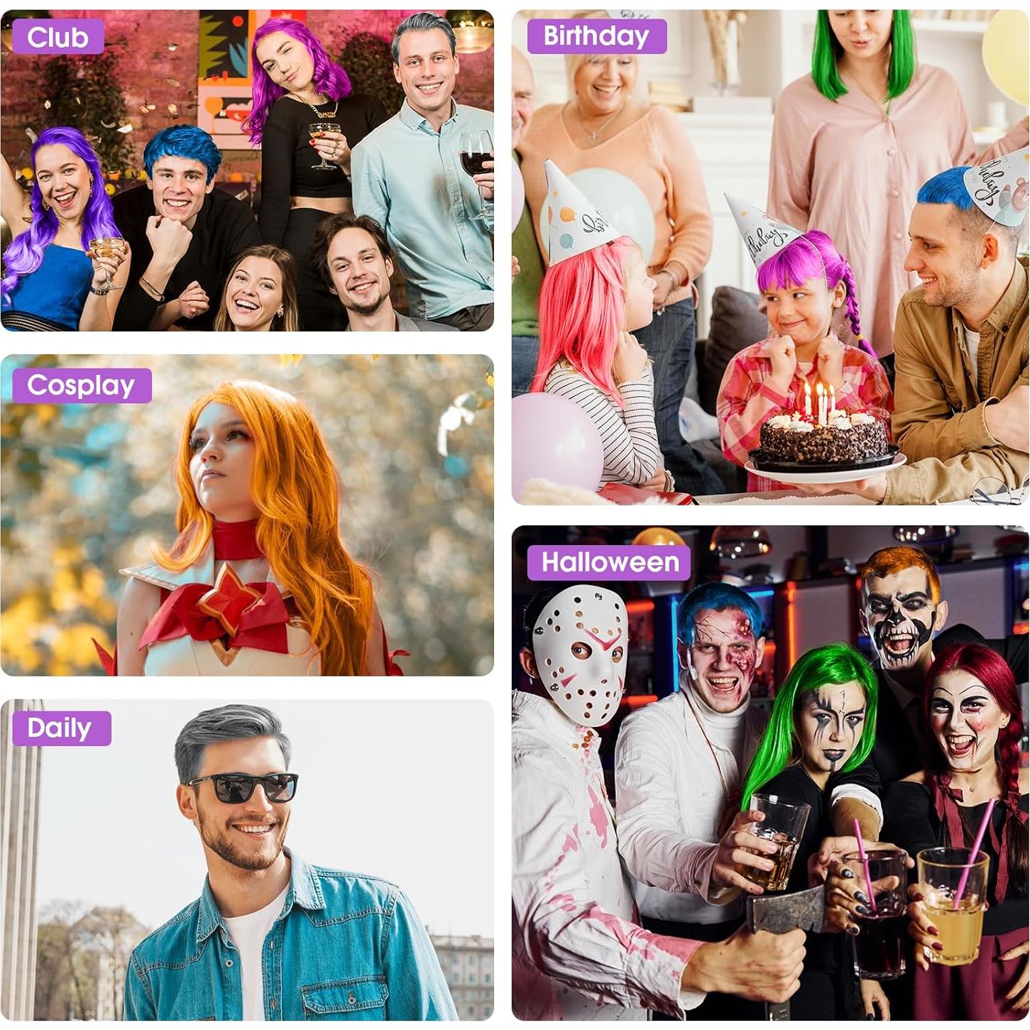 Tiza de Color para Cabello Temporal Jebousike Azul 10 Colores