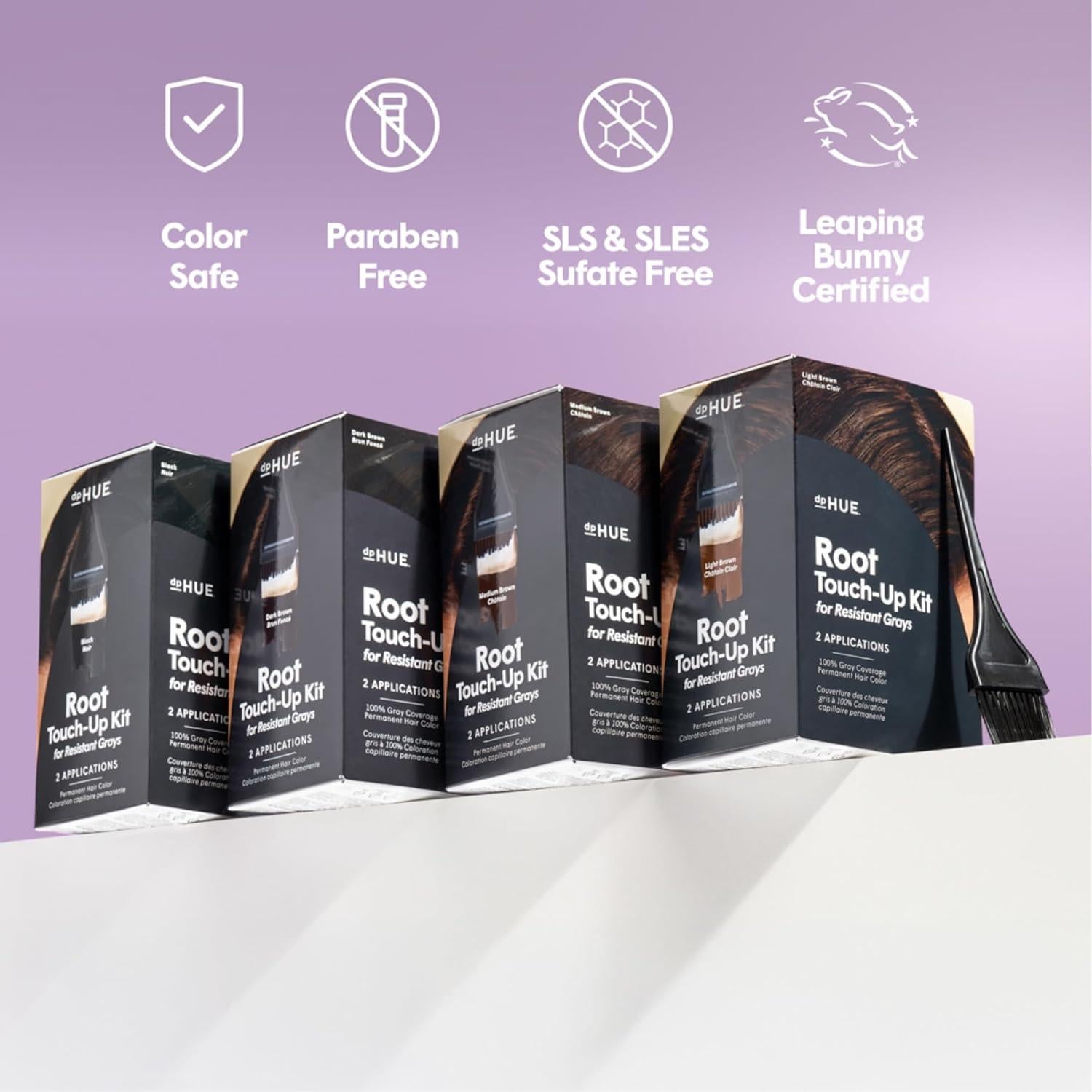 Kit de Retoque de Raíces dpHUE para Canas Resistentes - Marrón Oscuro - 2 Aplicaciones