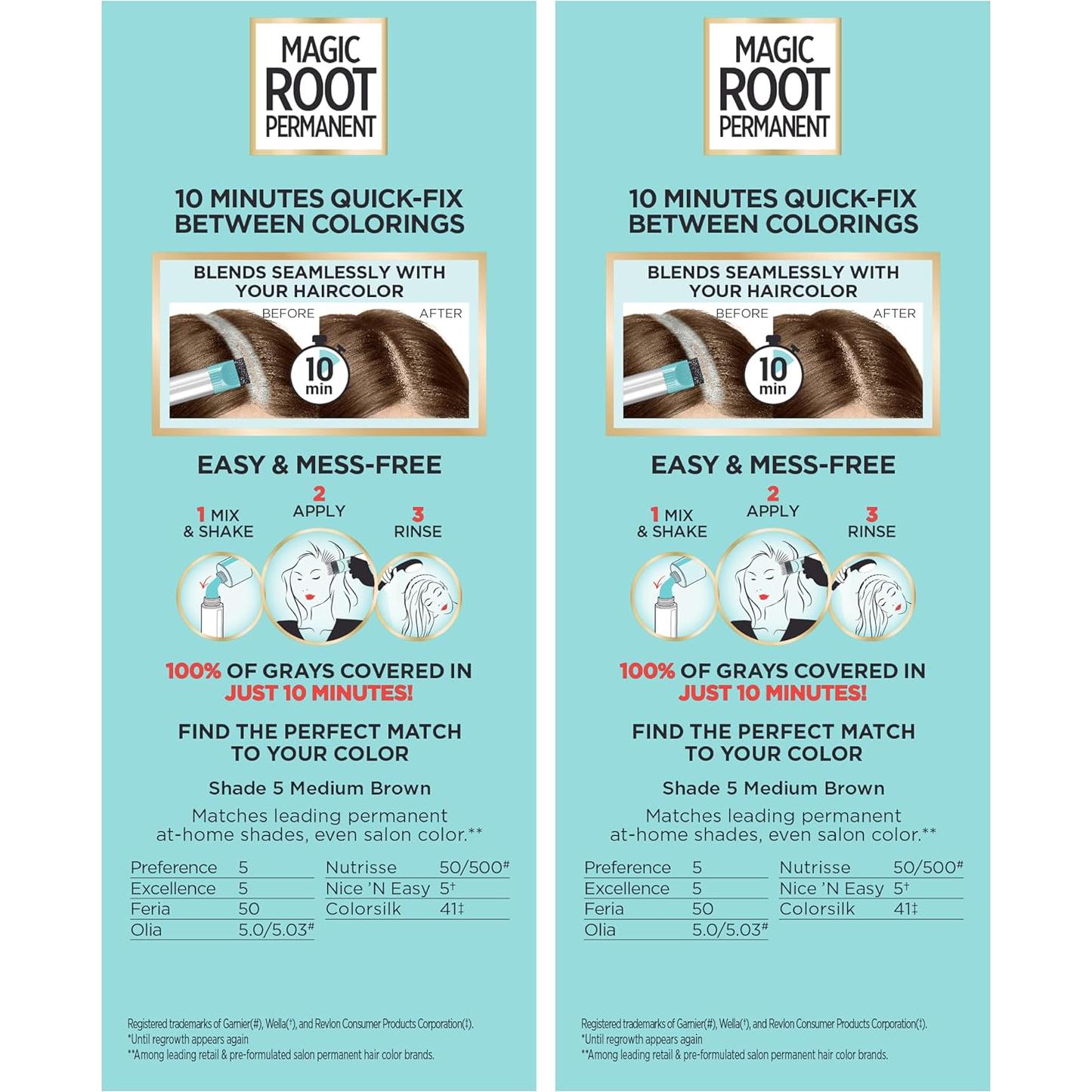 Tinte Permanente L'Oréal Paris Magic Root 5 Marrón Medio 2 Paquetes