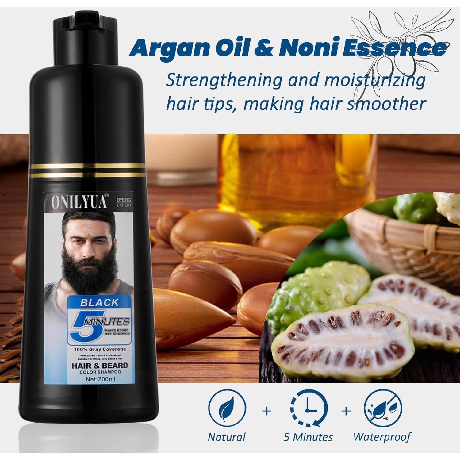 Tinte para Barba Onilyua 200ml - Champú Negro 3 en 1 para Hombres