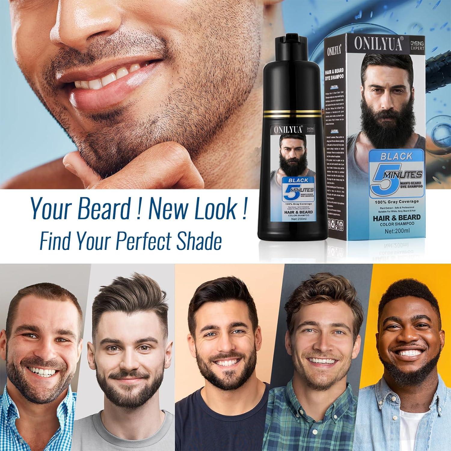 Tinte para Barba Onilyua 200ml - Champú Negro 3 en 1 para Hombres