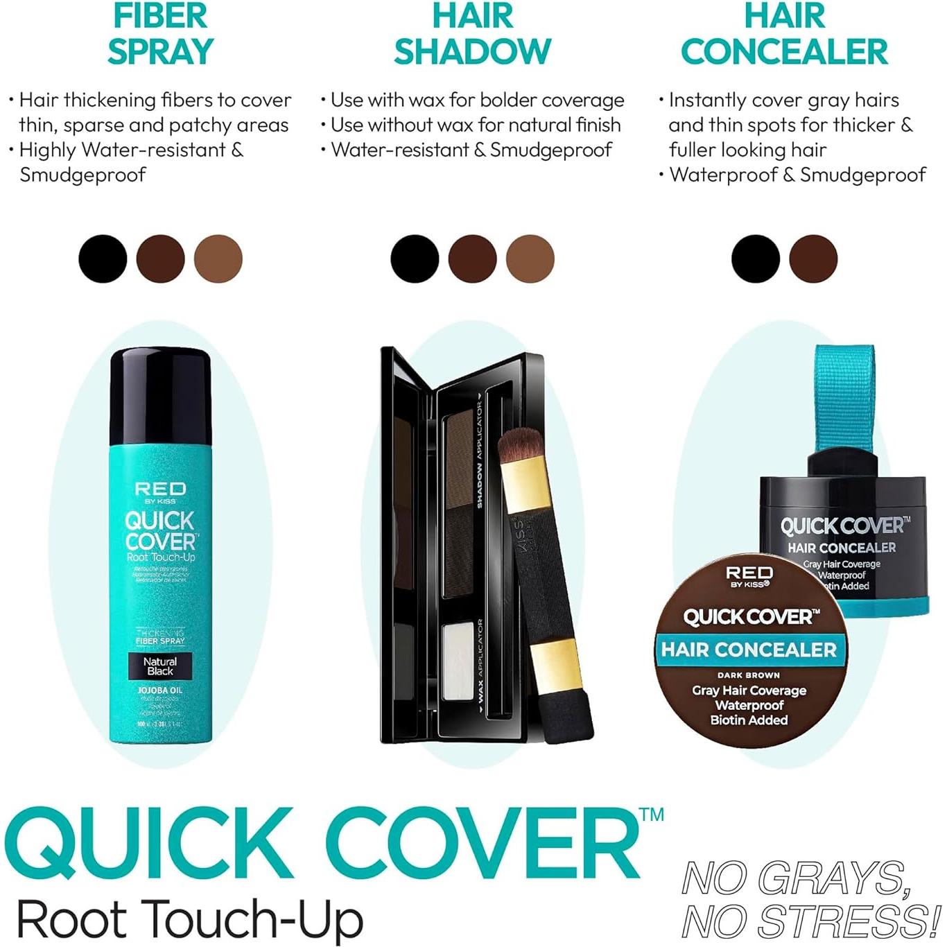 Cubierta Rápida para Cabello Red by Kiss - Marrón Oscuro, Biotina