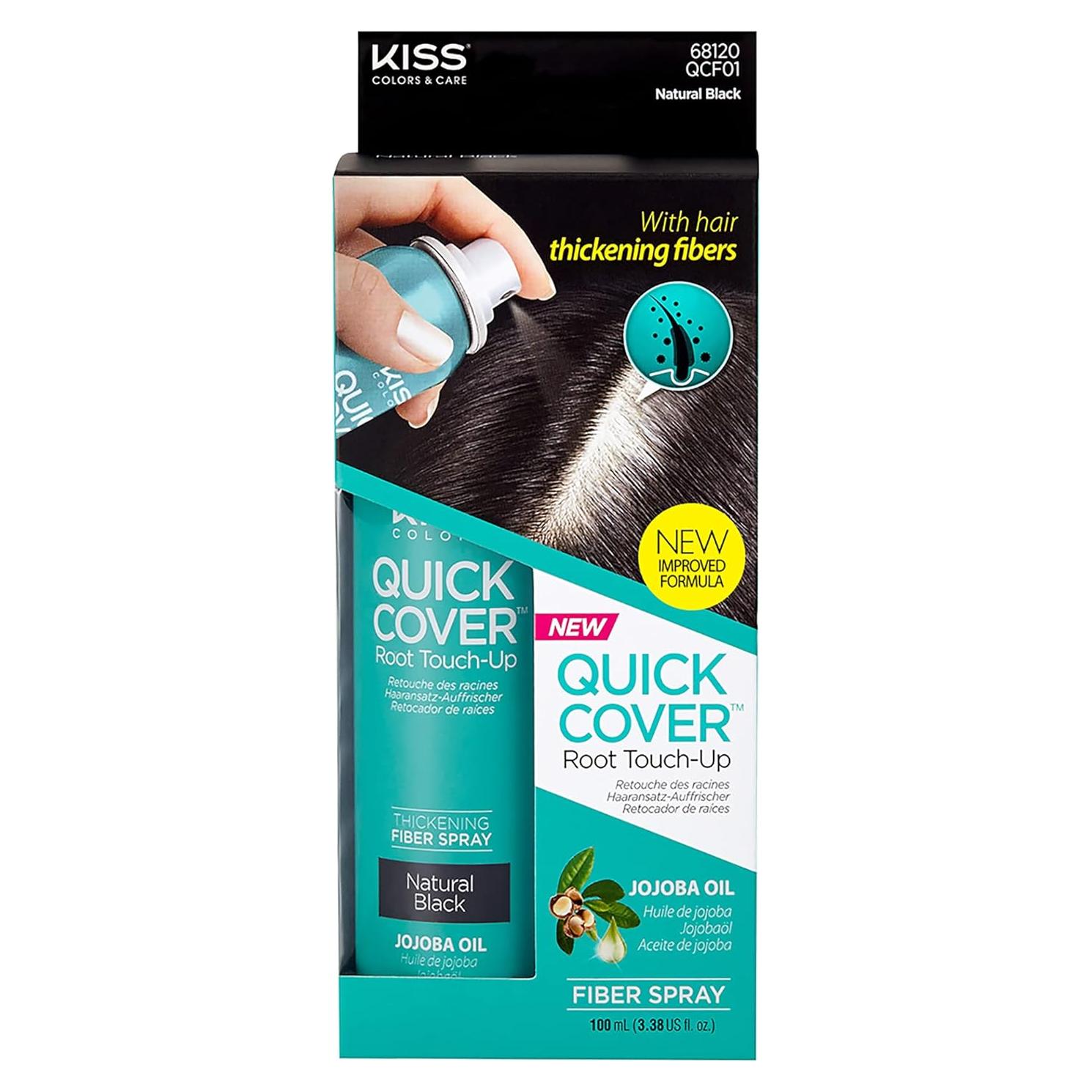 Spray Engrosador de Cabello Kiss Quick Cover 100ml Negro Natural