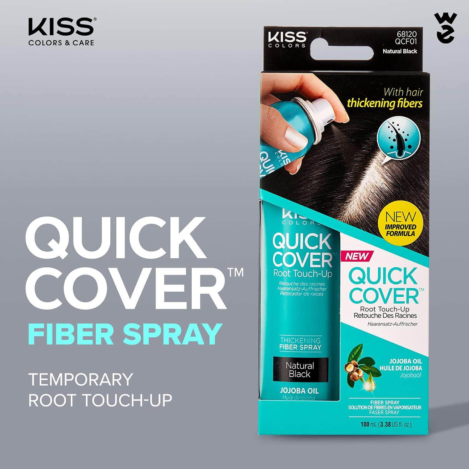 Spray Engrosador de Cabello Kiss Quick Cover 100ml Negro Natural
