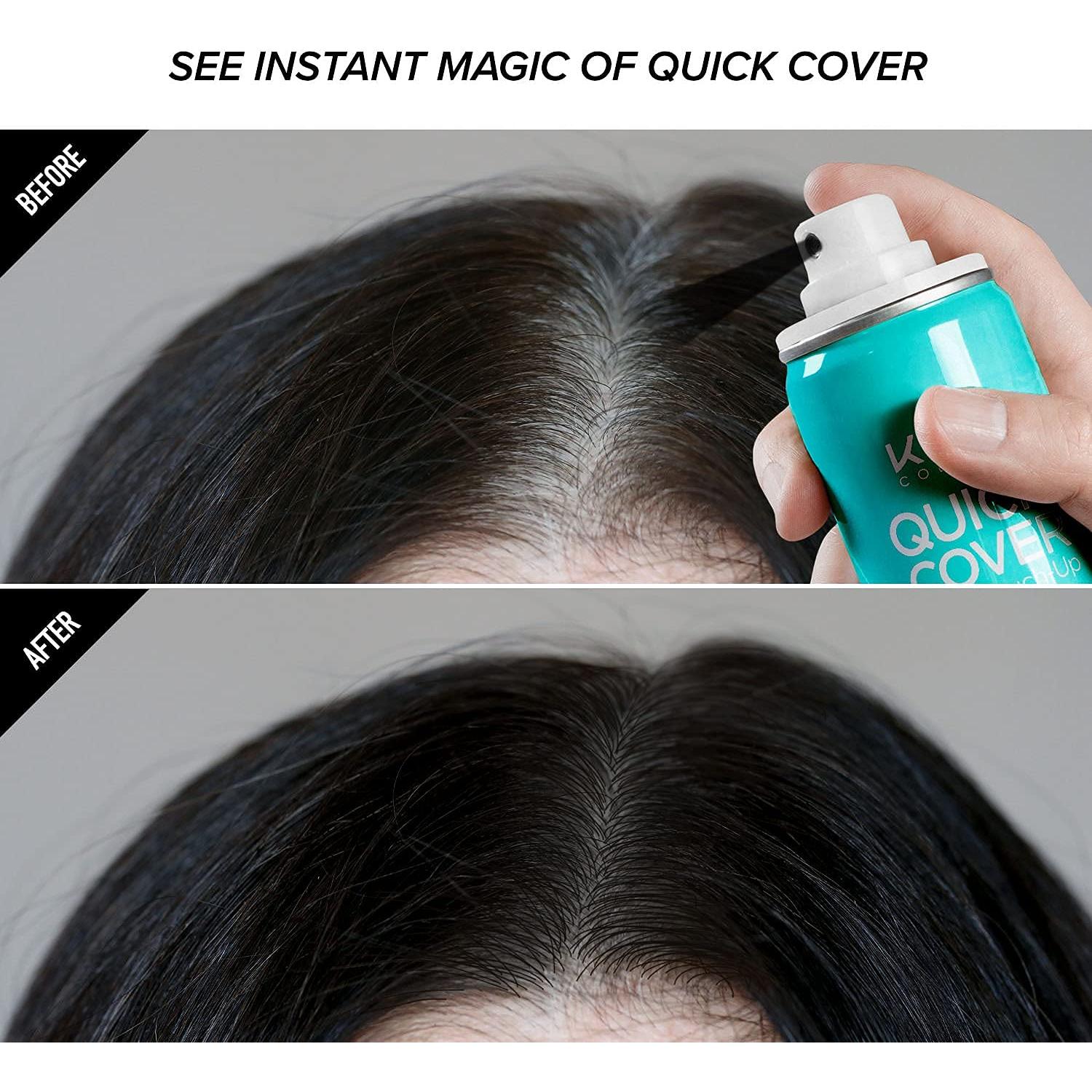 Spray Engrosador de Cabello Kiss Quick Cover 100ml Negro Natural