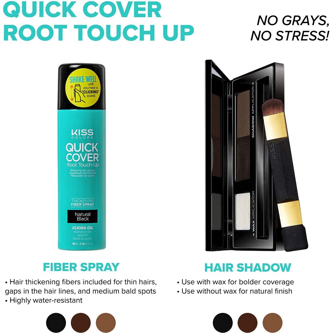 Spray Engrosador de Cabello Kiss Quick Cover 100ml Negro Natural