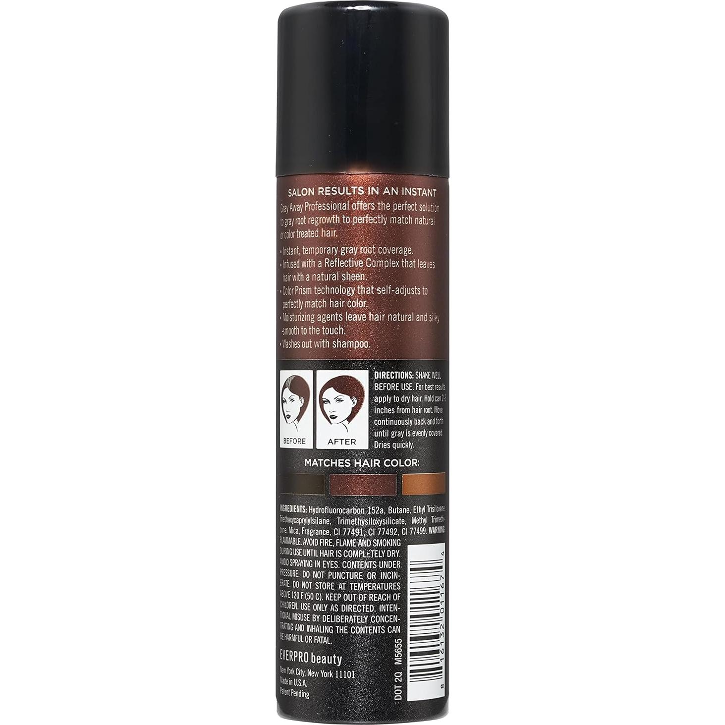 Spray de Retoque Temporal Gray Away 56.7 g Marrón Oscuro