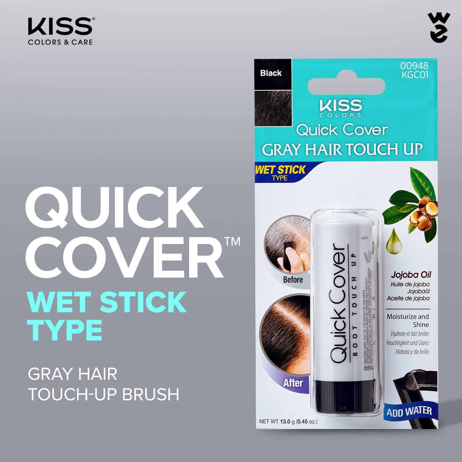 Kiss Retoque Rápido Tinte para Cabello Gris Barra Húmeda 2 Unidades Negro