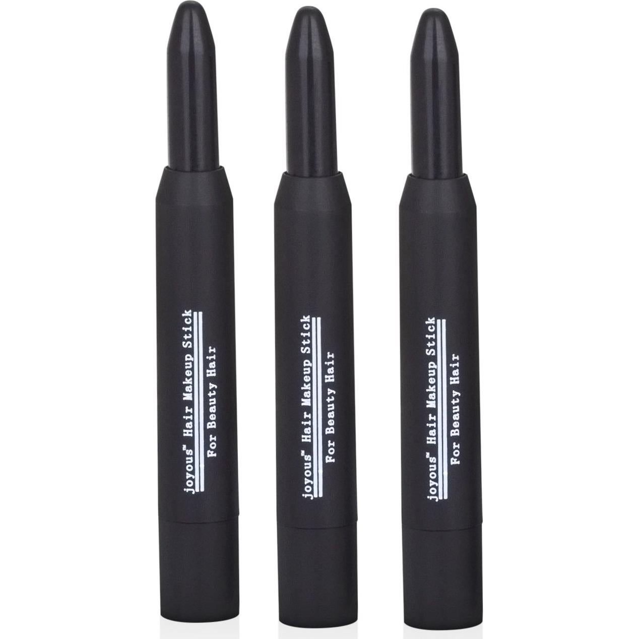 Professional Temporary Hair Chalk Pen Hair Dye Color Non-toxic No Mess Cover White Hair Color Patch Works on All Hair Natural Black Color 3 packs/set (Black)