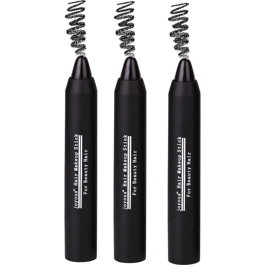 Professional Temporary Hair Chalk Pen Hair Dye Color Non-toxic No Mess Cover White Hair Color Patch Works on All Hair Natural Black Color 3 packs/set (Black)