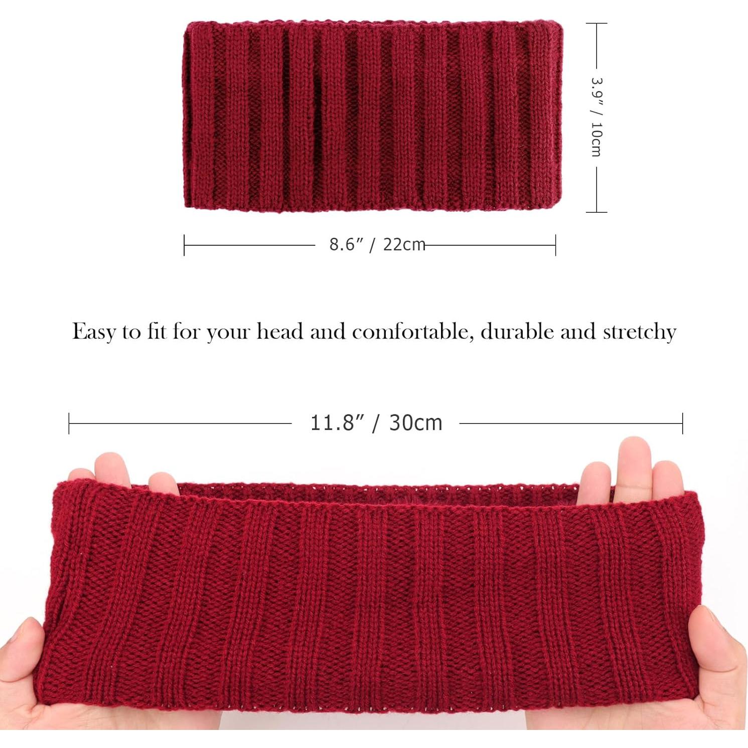 Diademas de Invierno AQOKKA para Mujeres - 2 Pcs Beige y Rojo