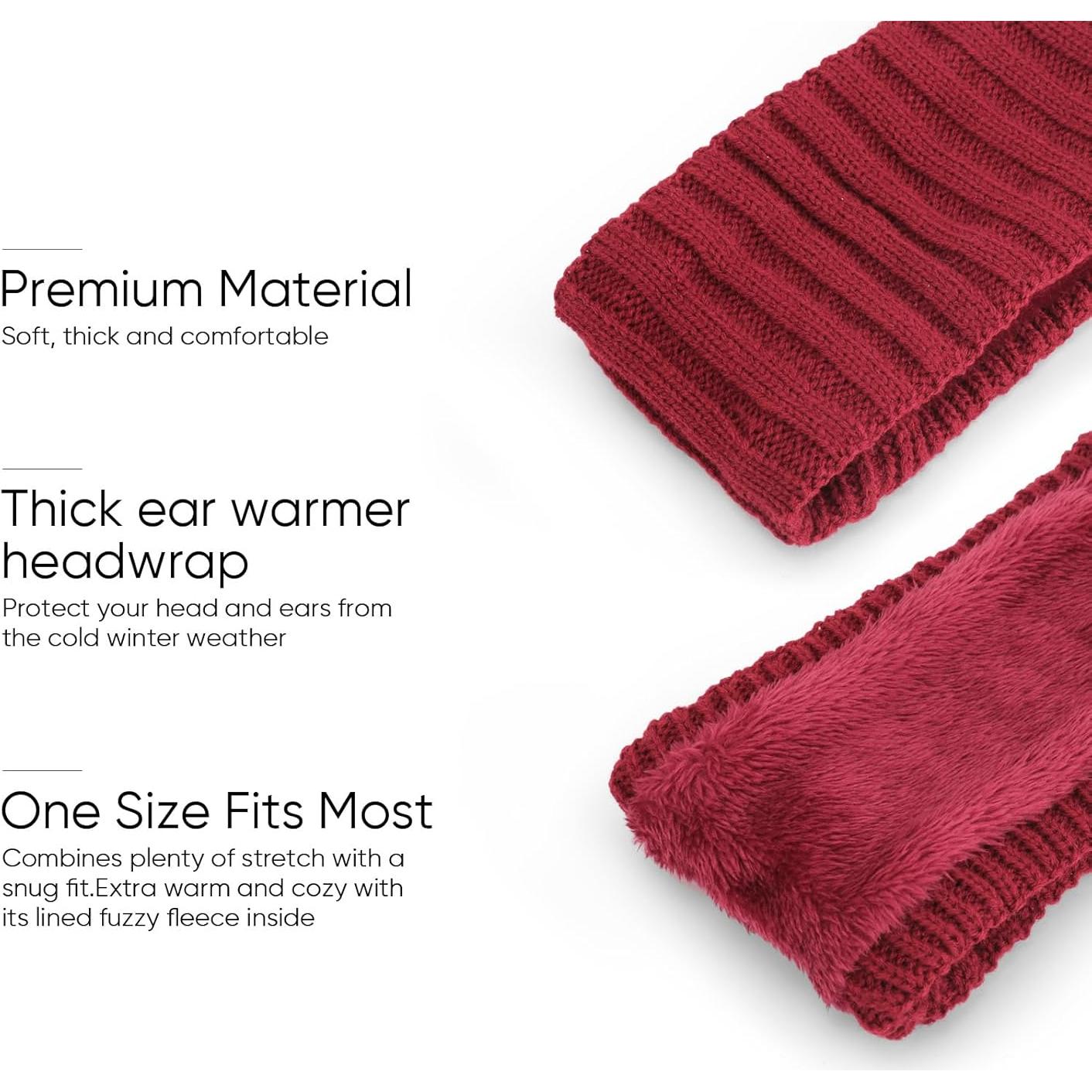 Diademas de Invierno AQOKKA para Mujeres - 2 Pcs Beige y Rojo