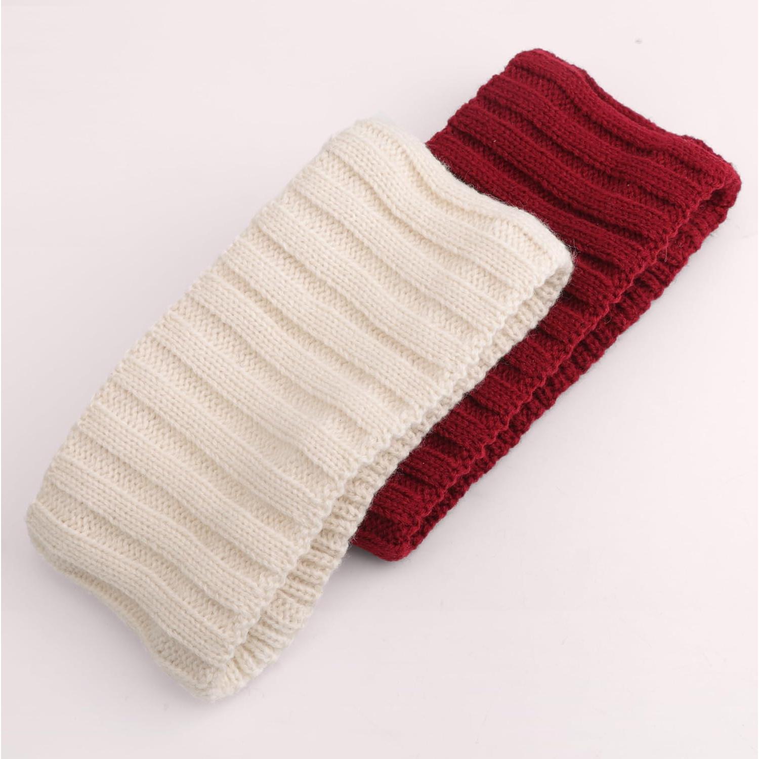 Diademas de Invierno AQOKKA para Mujeres - 2 Pcs Beige y Rojo
