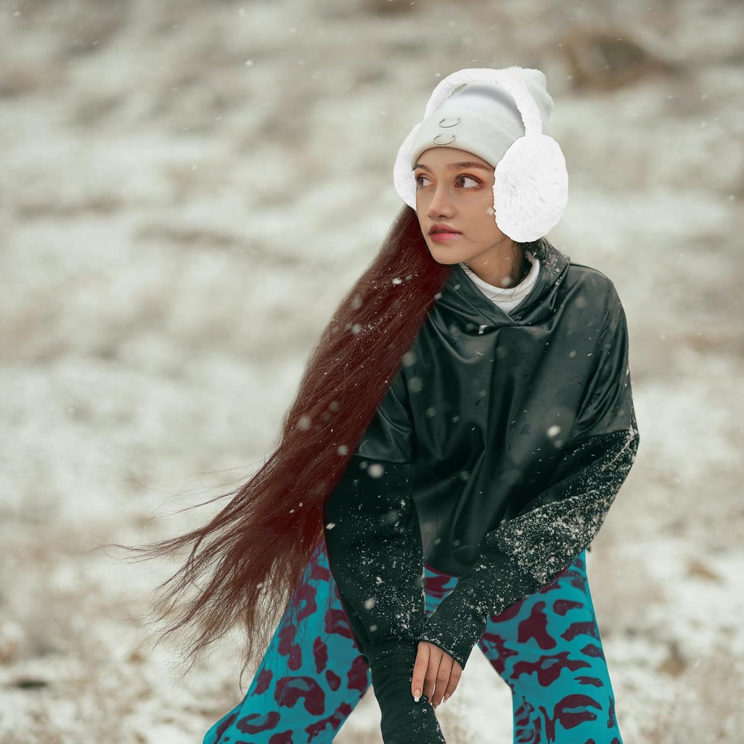 Diadema de Orejeras Plegable Duxesuk para Invierno - Blanco